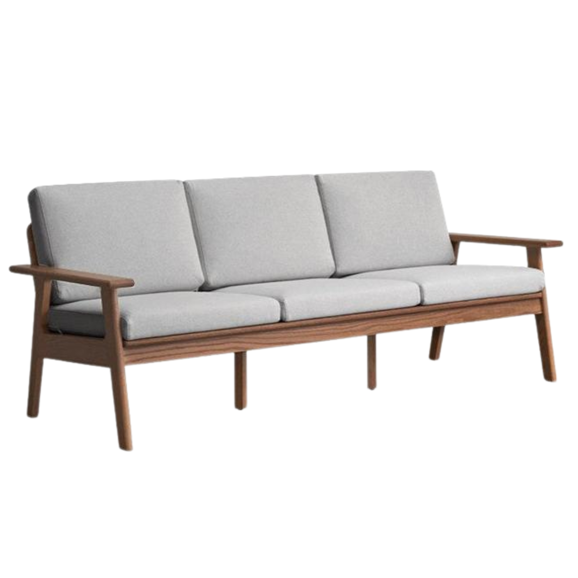 Oak, Pine Solid Wood Japanese-style Three-person Fabric Sofa