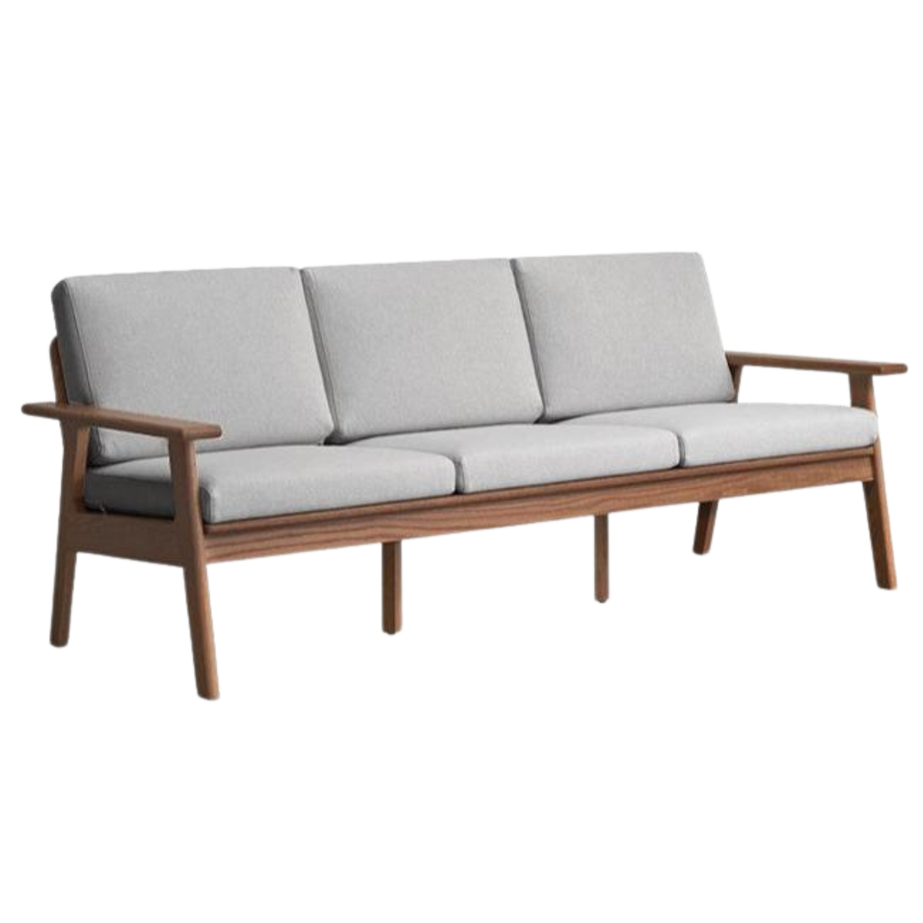 Oak, Pine Solid Wood Japanese-style Three-person Fabric Sofa