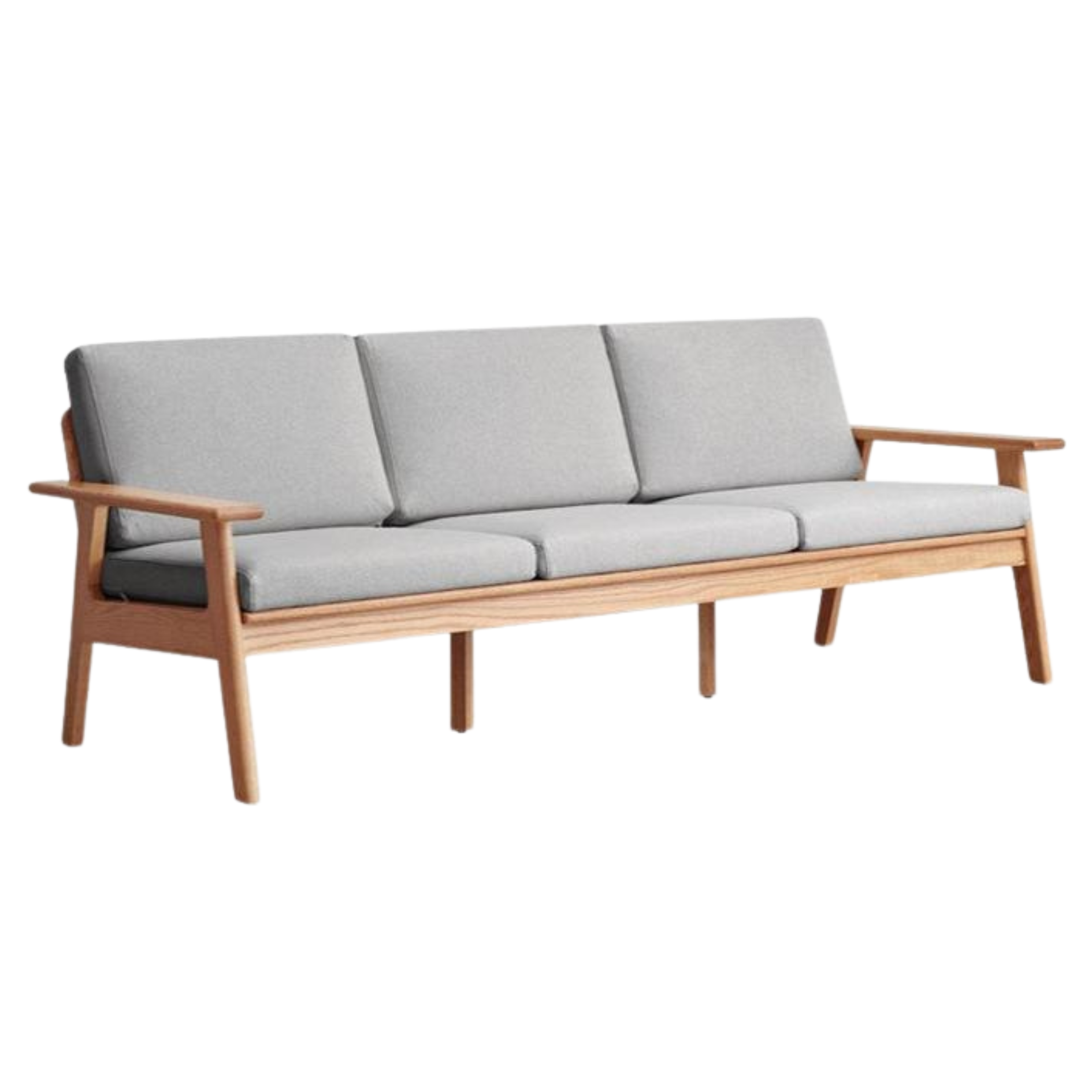 Oak solid wood Japanese-style three-person fabric sofa