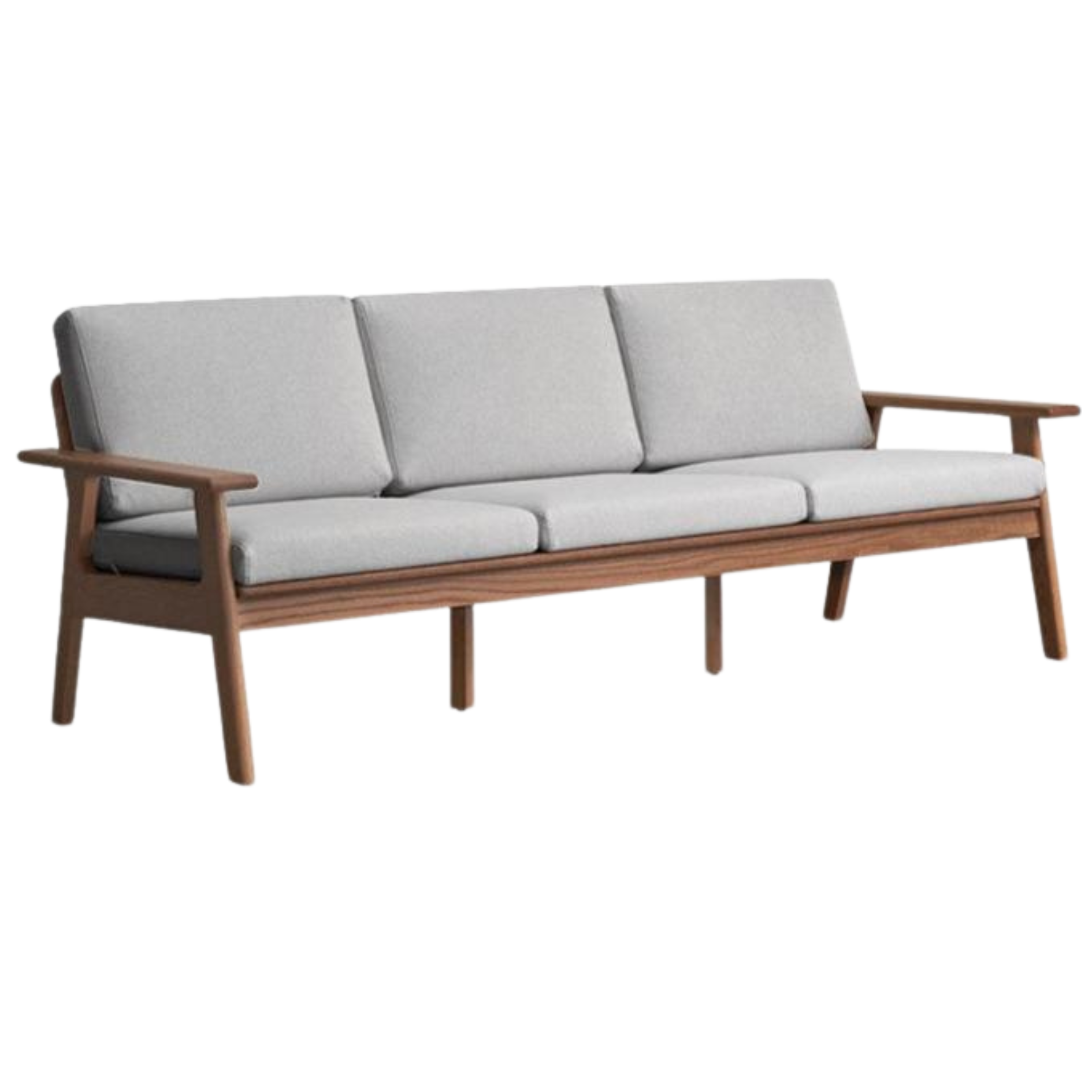 Oak solid wood Japanese-style three-person fabric sofa