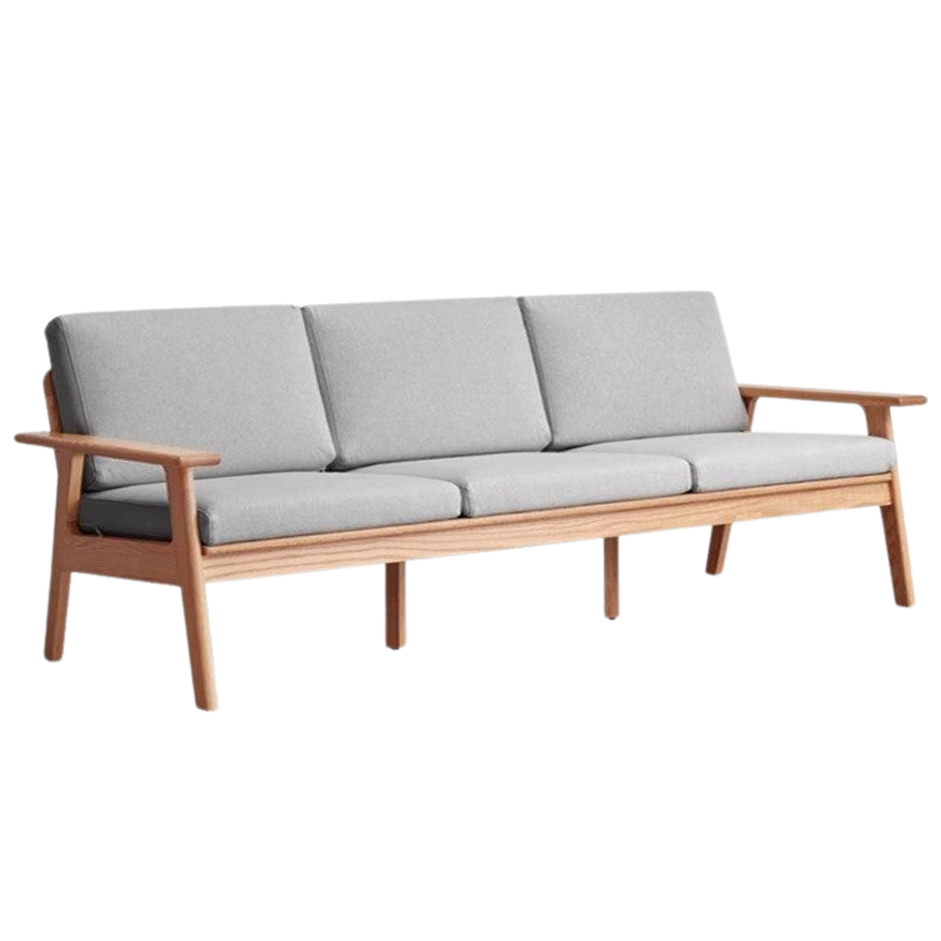 Oak, Pine Solid Wood Japanese-style Three-person Fabric Sofa