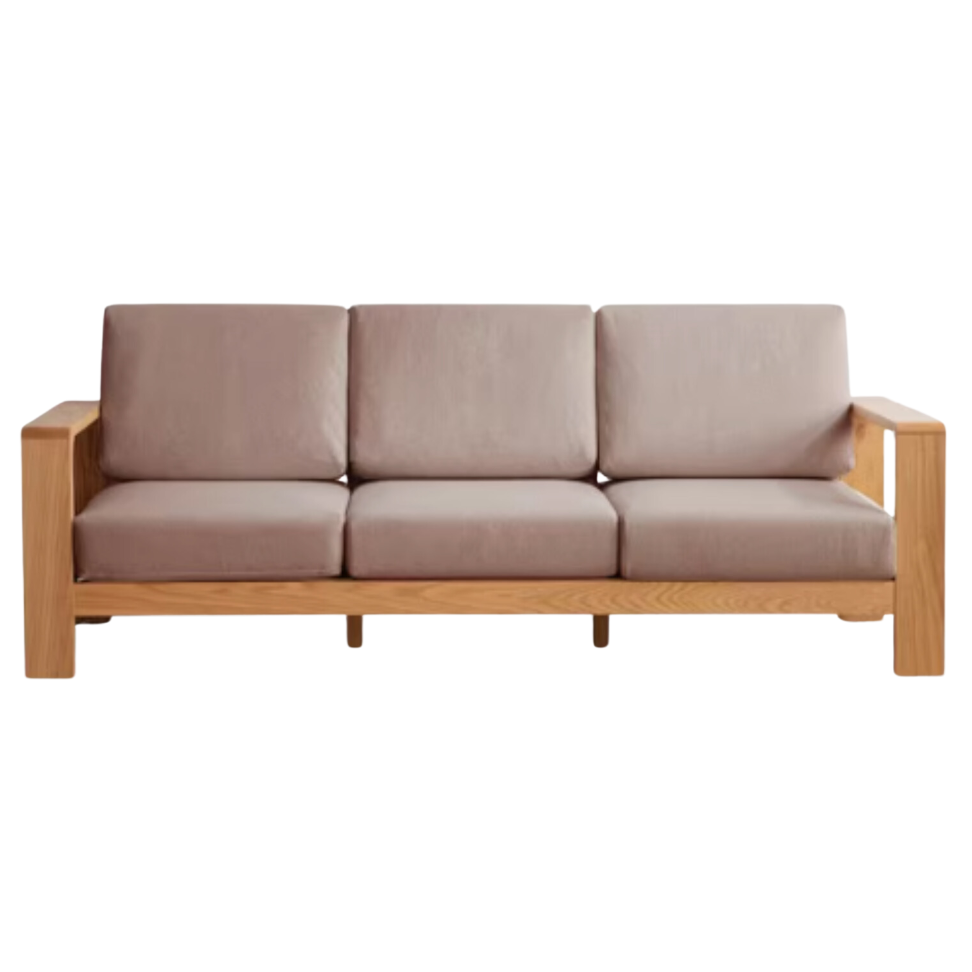 Oak Solid Wood Modern Fabric Sofa)