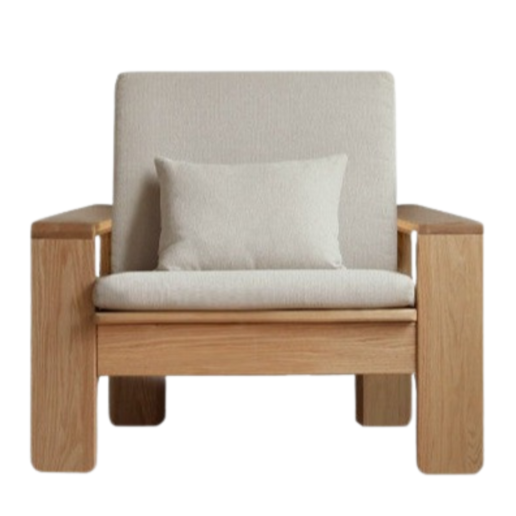 Oak Solid Wood Modern Nordic Fabric Sofa)