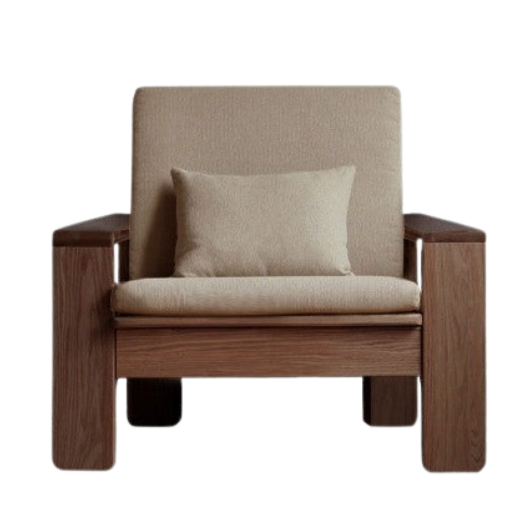 Oak Solid Wood Modern Nordic Fabric Sofa)