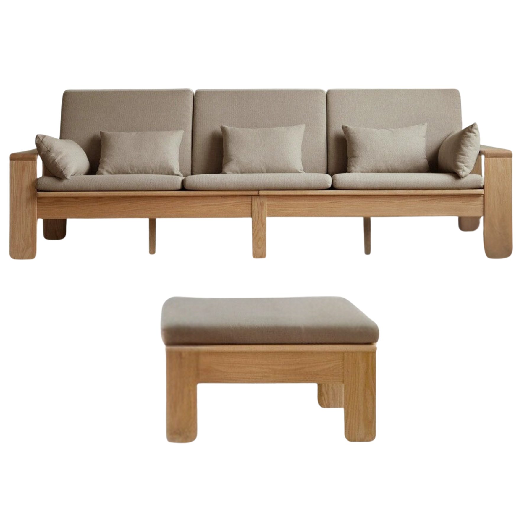 Oak Solid Wood Modern Nordic Fabric Sofa)