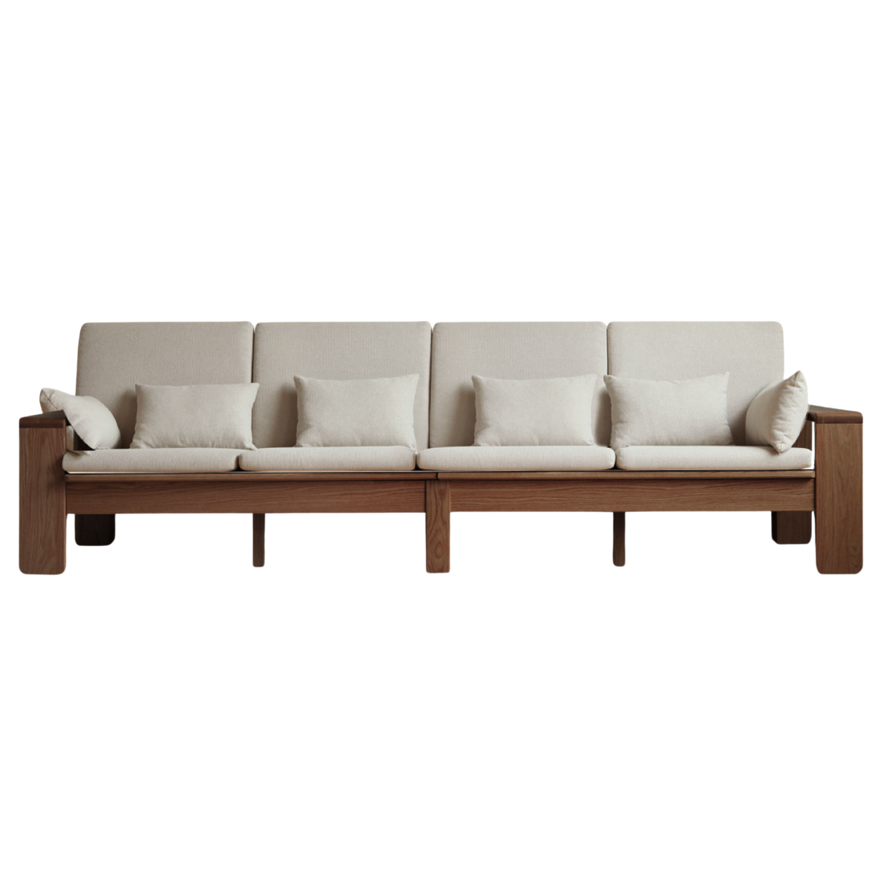 Oak Solid Wood Modern Nordic Fabric Sofa)