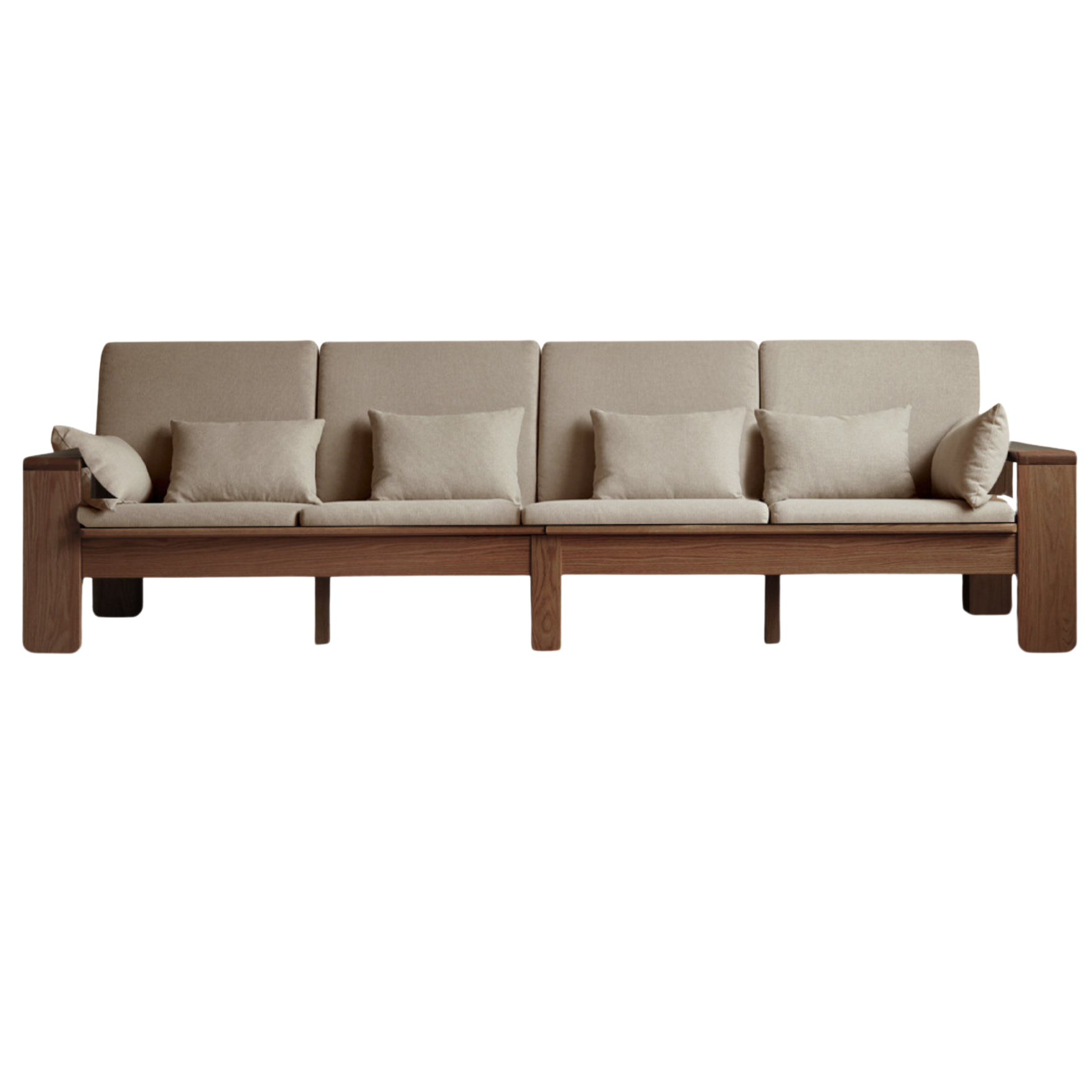 Oak Solid Wood Modern Nordic Fabric Sofa)