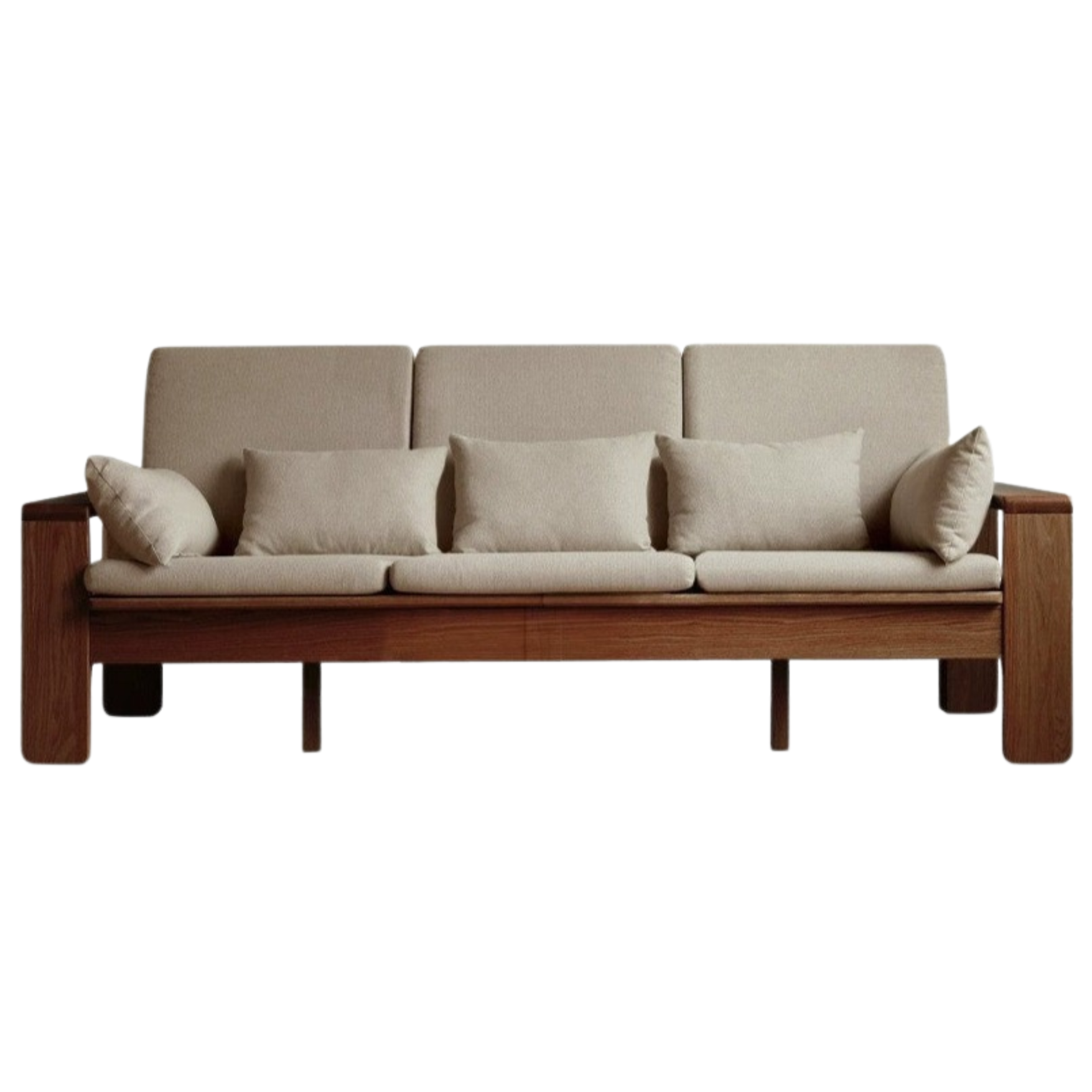 Oak Solid Wood Modern Nordic Fabric Sofa)