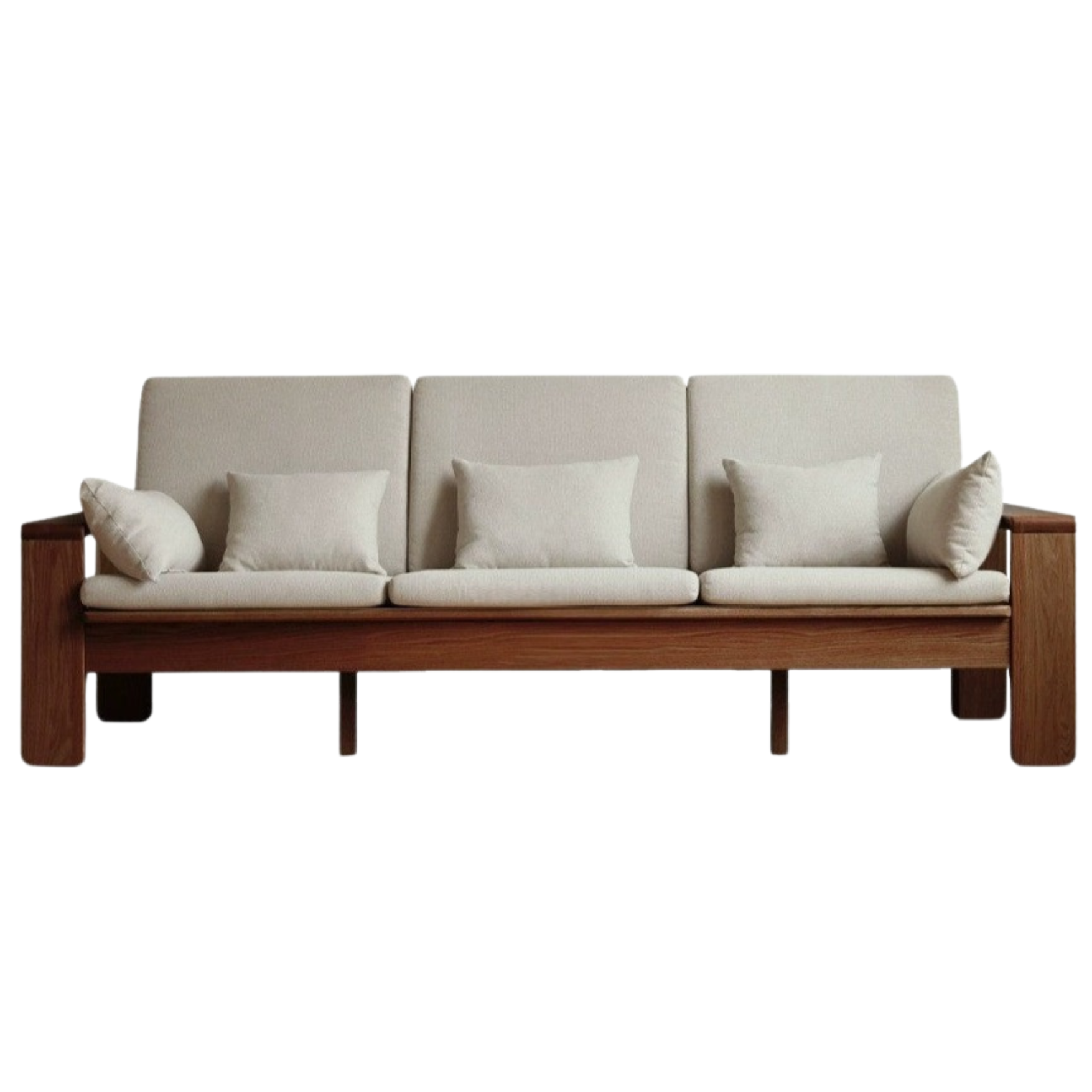 Oak Solid Wood Modern Nordic Fabric Sofa)