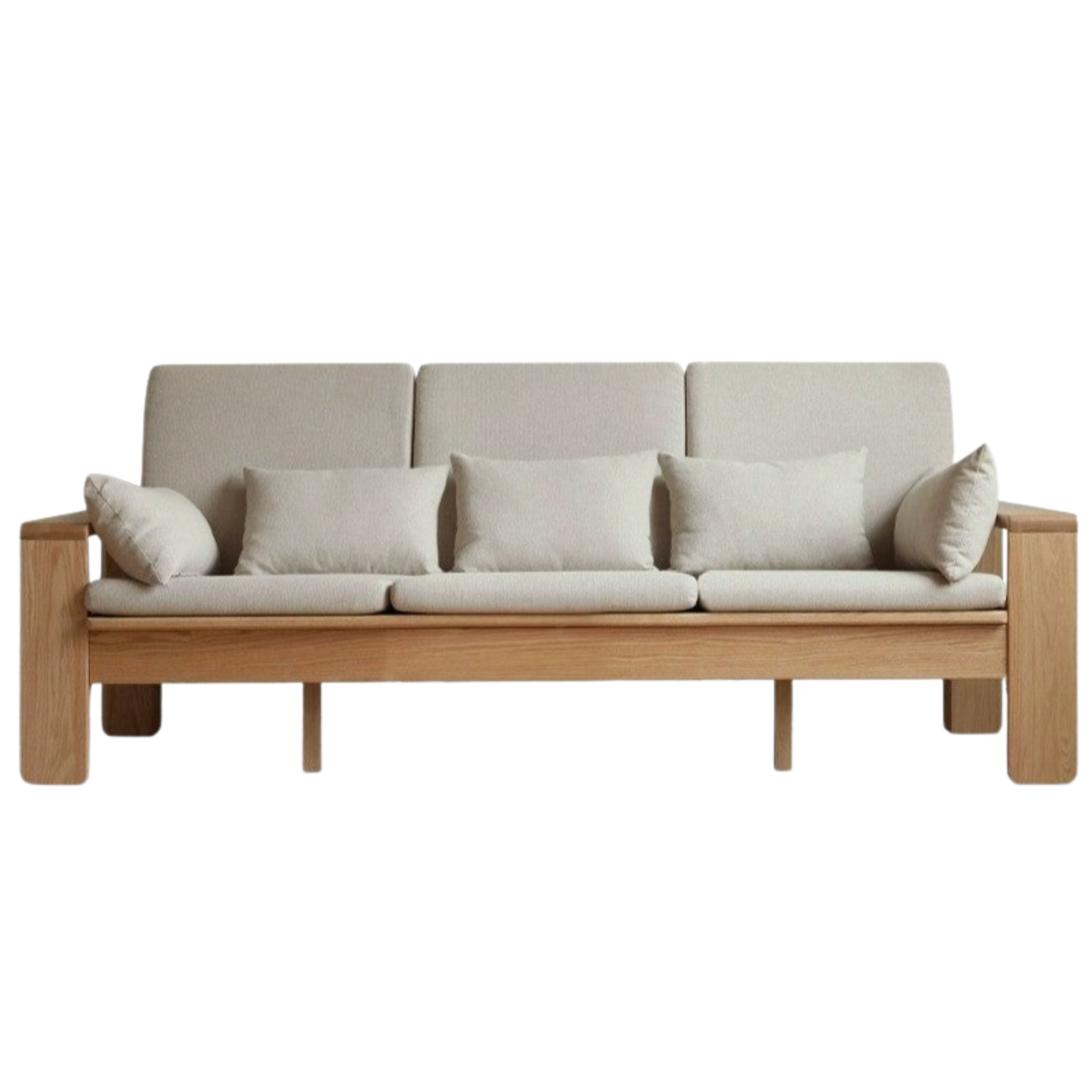 Oak Solid Wood Modern Nordic Fabric Sofa)