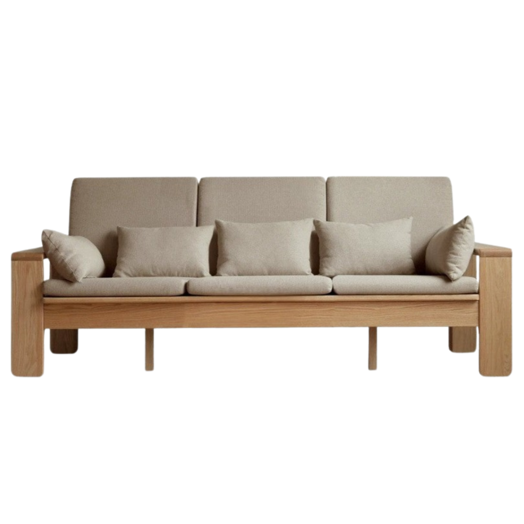 Oak Solid Wood Modern Nordic Fabric Sofa)