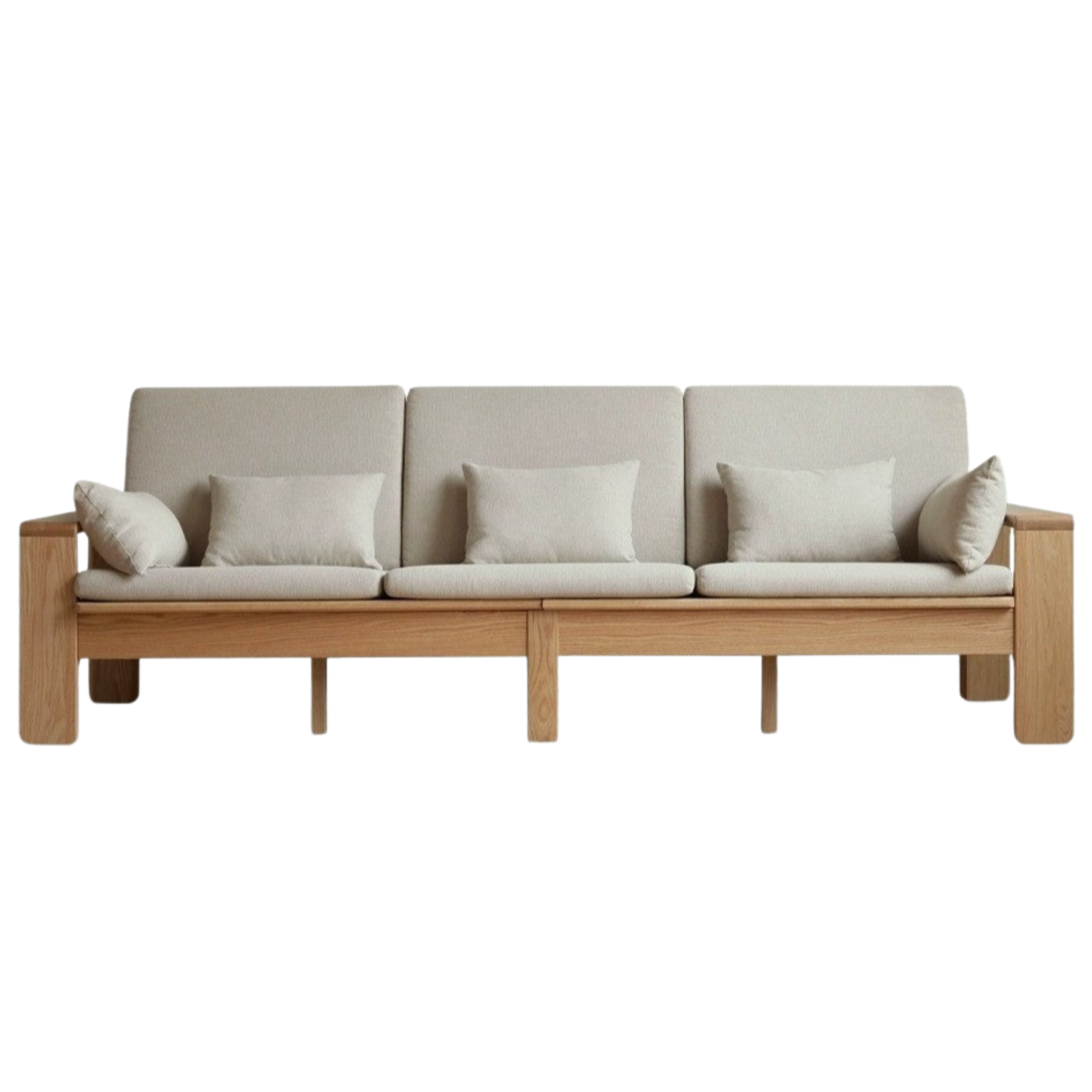 Oak Solid Wood Modern Nordic Fabric Sofa)