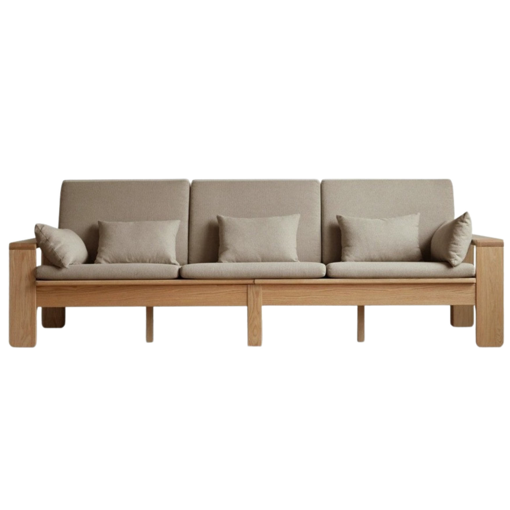 Oak Solid Wood Modern Nordic Fabric Sofa)