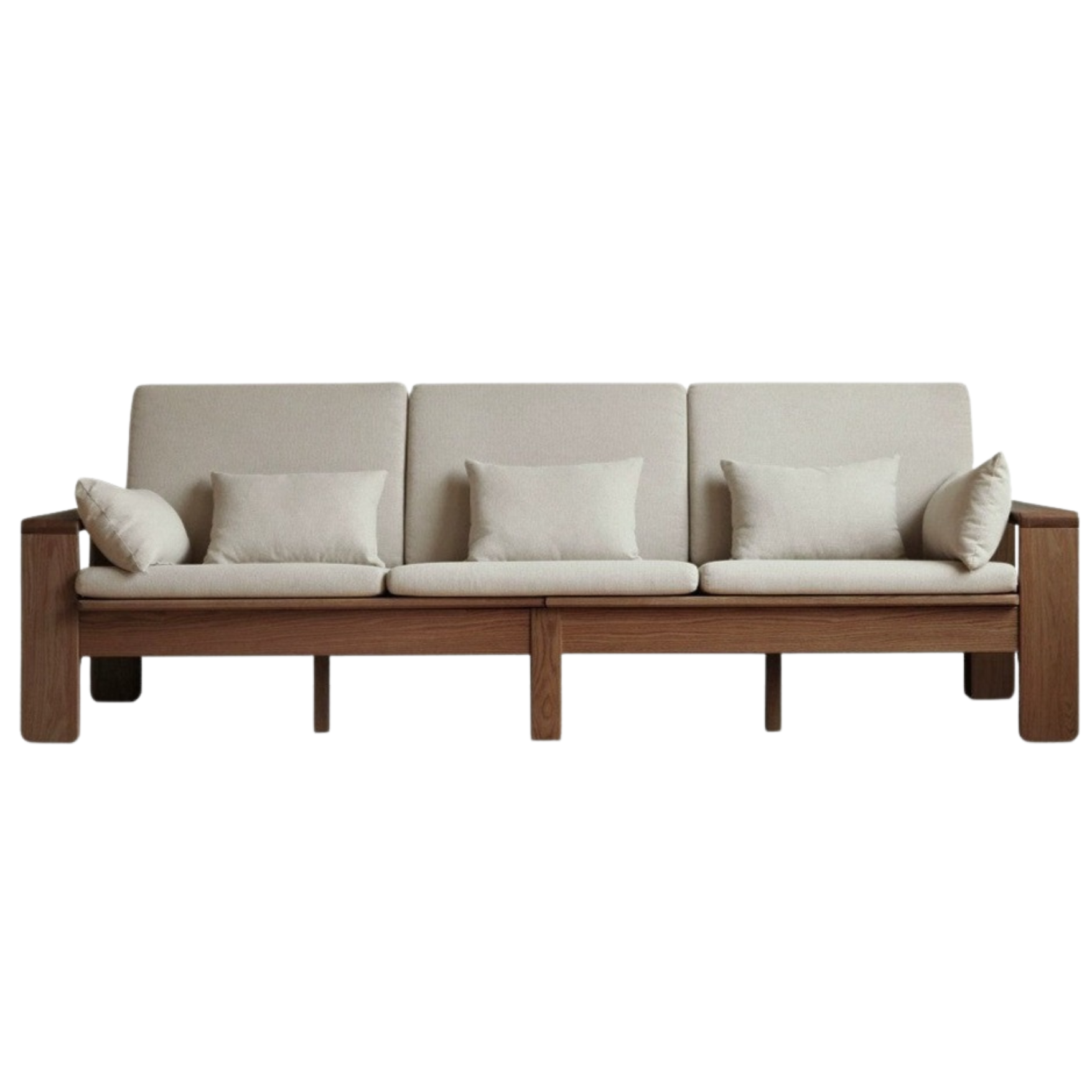 Oak Solid Wood Modern Nordic Fabric Sofa)