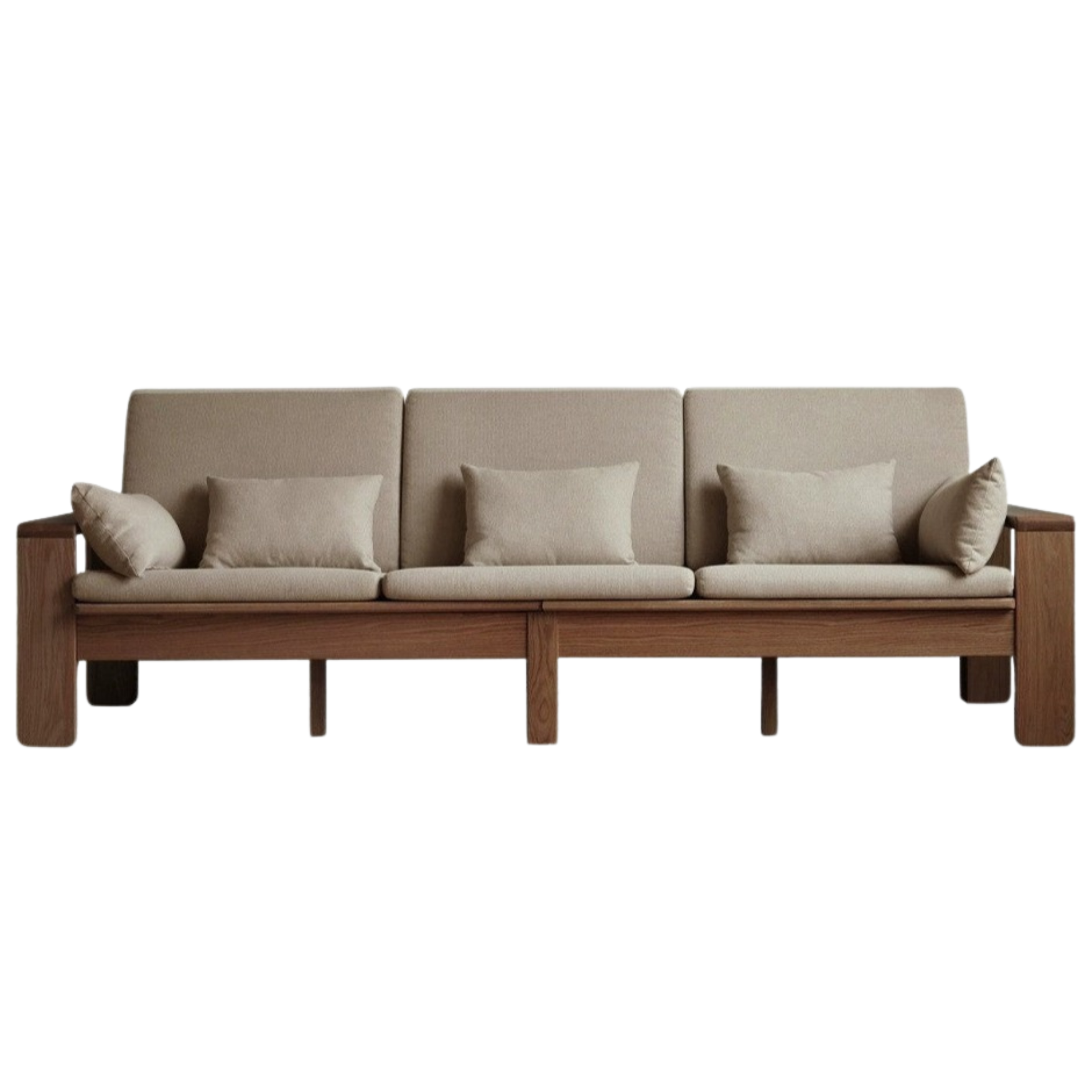 Oak Solid Wood Modern Nordic Fabric Sofa)