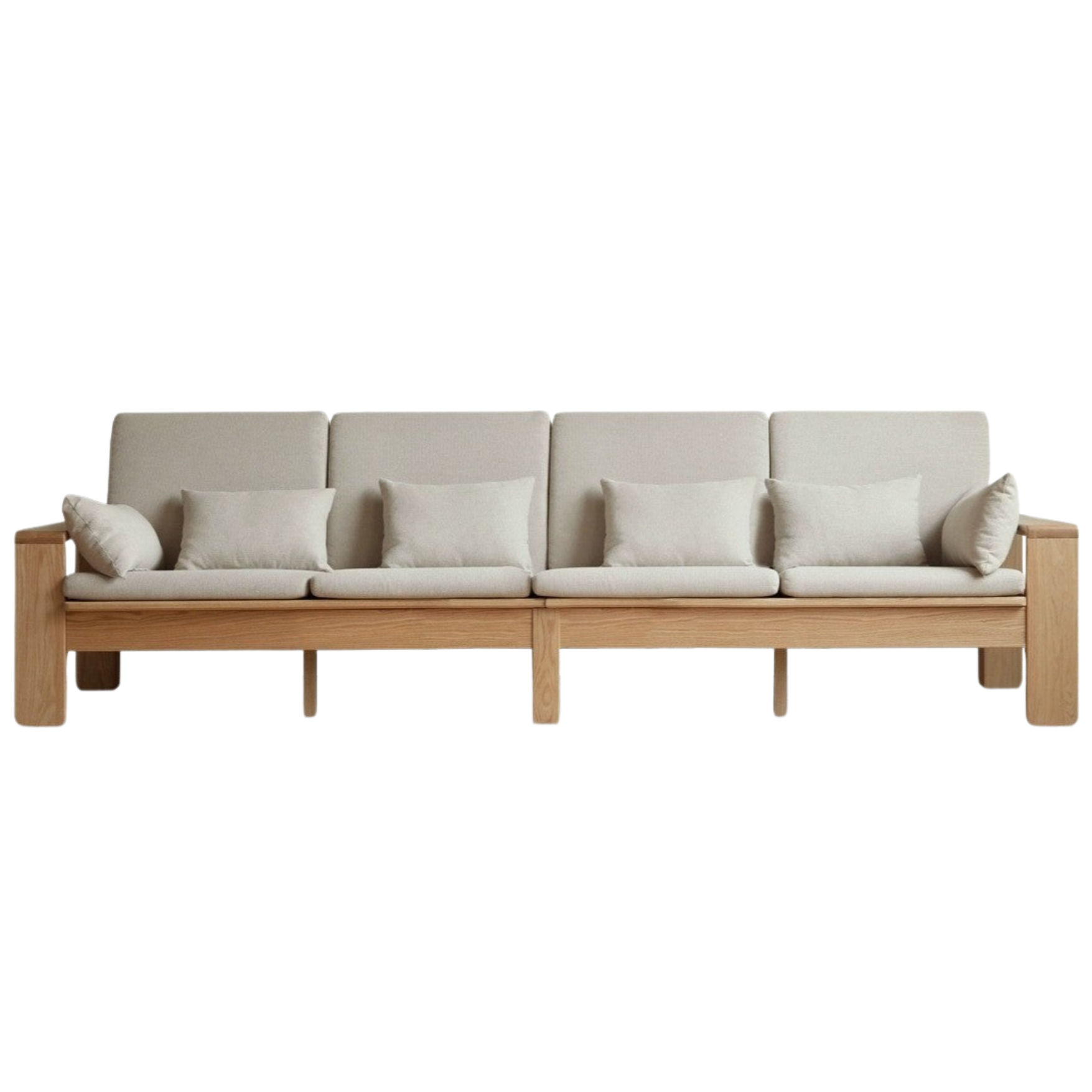 Oak Solid Wood Modern Nordic Fabric Sofa)