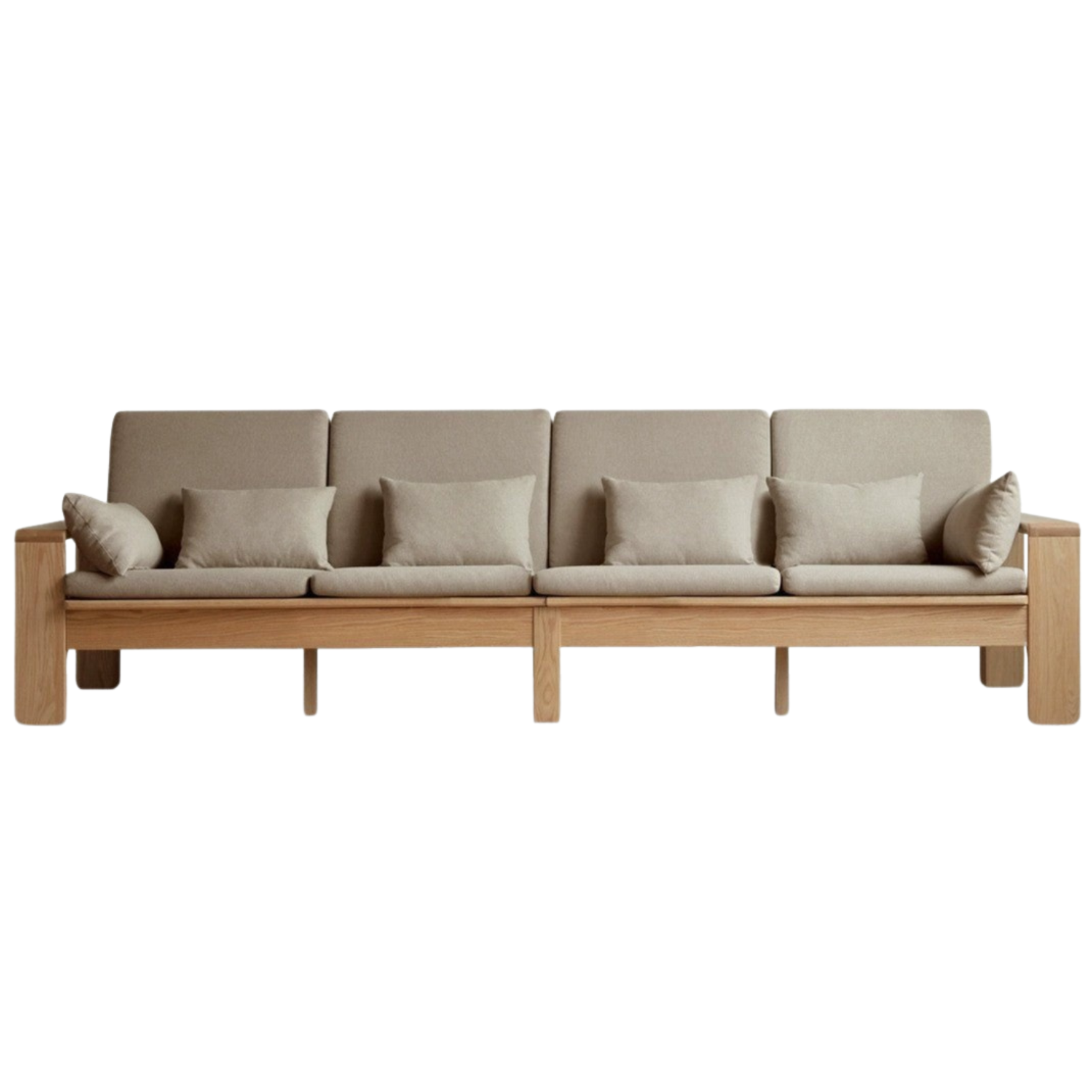 Oak Solid Wood Modern Nordic Fabric Sofa)