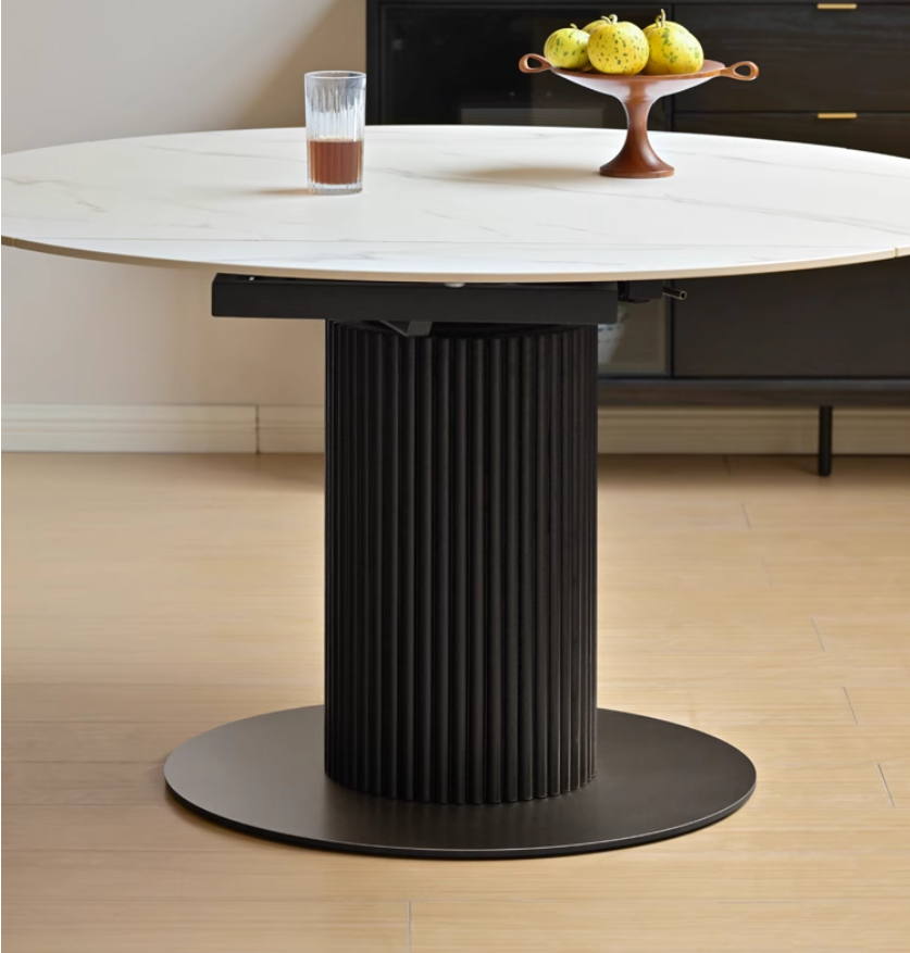 Oak Rotating Telescopic Light Luxury Rock Plate Dining Table