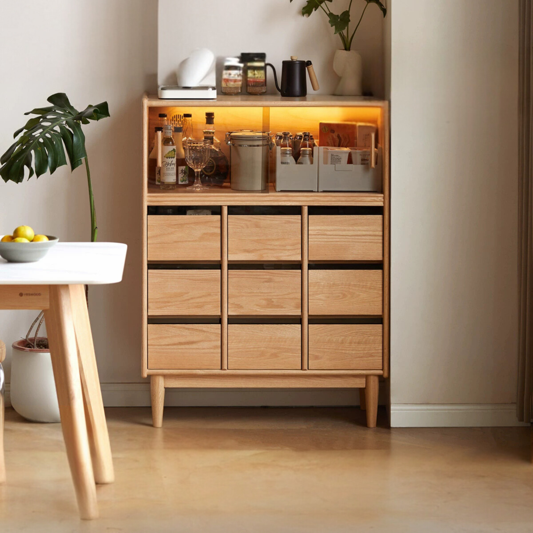 Oak solid wood dining sideboard