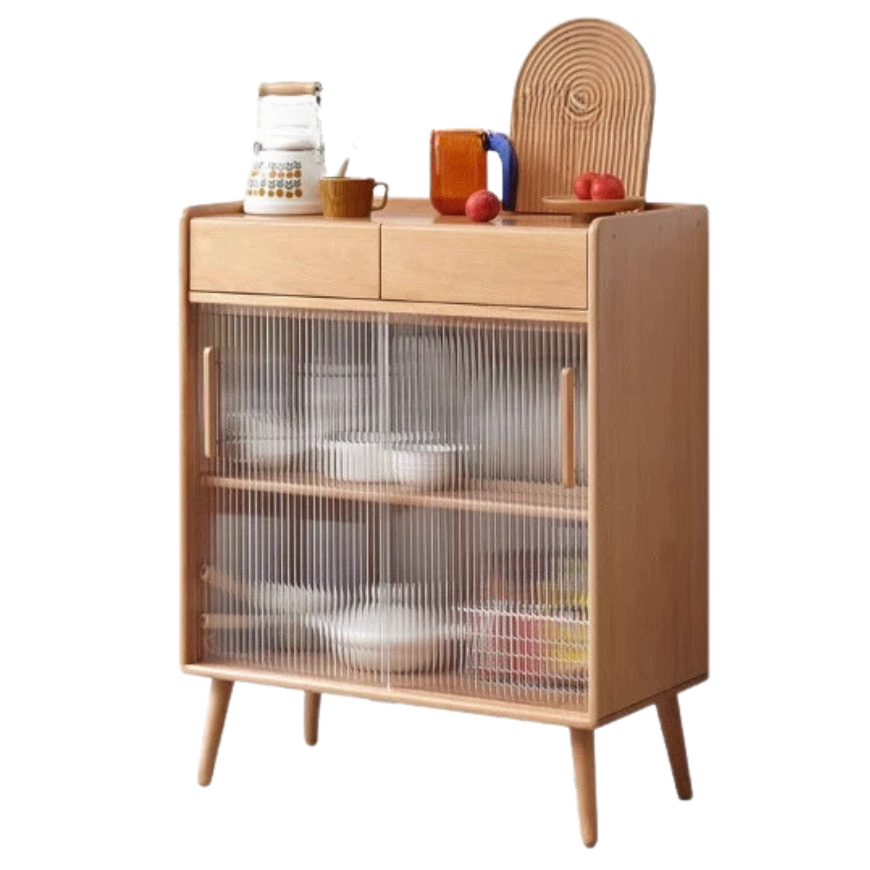 Beech Solid Wood Dining Sideboard Sliding Door