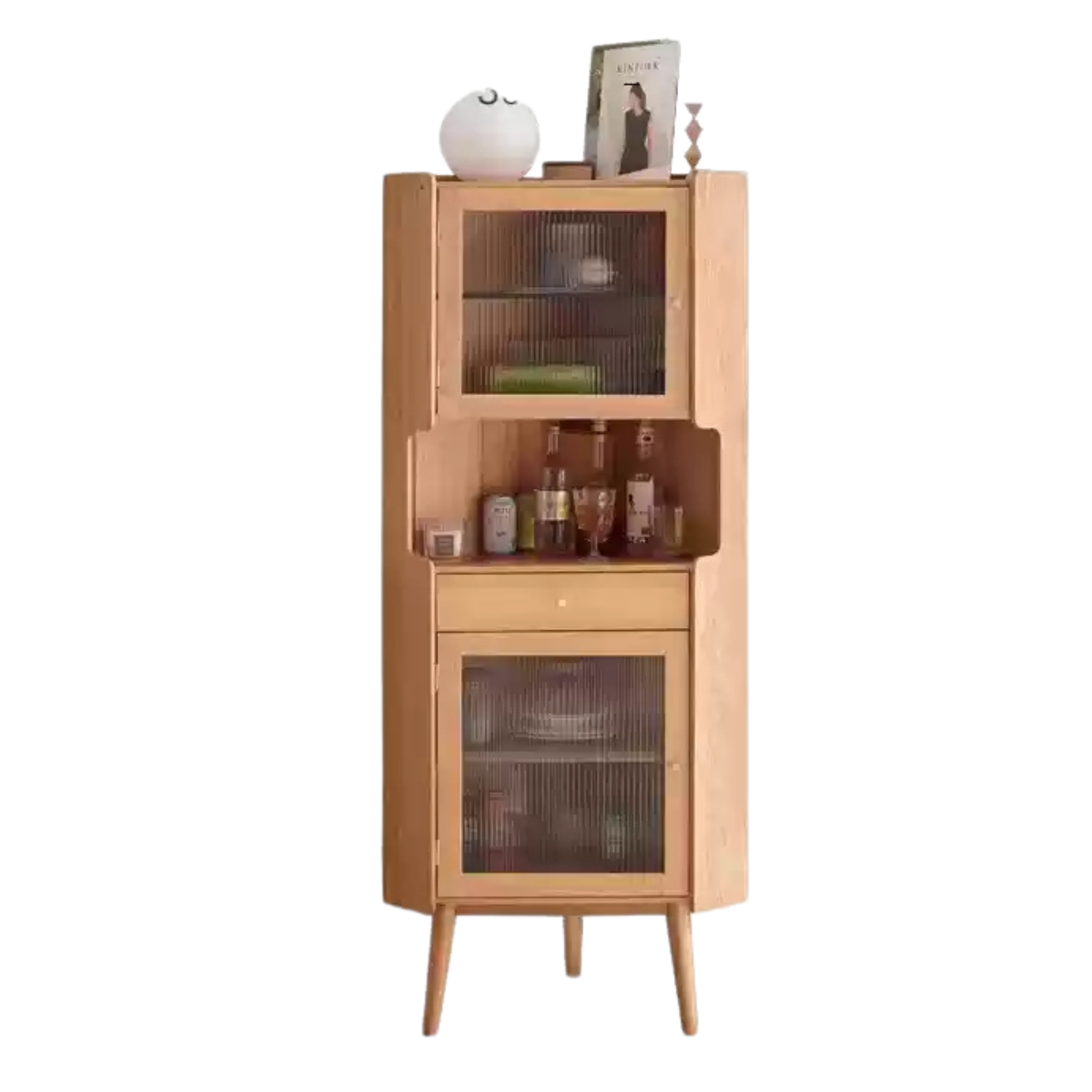 Oak Solid Wood Corner Side Cabinet