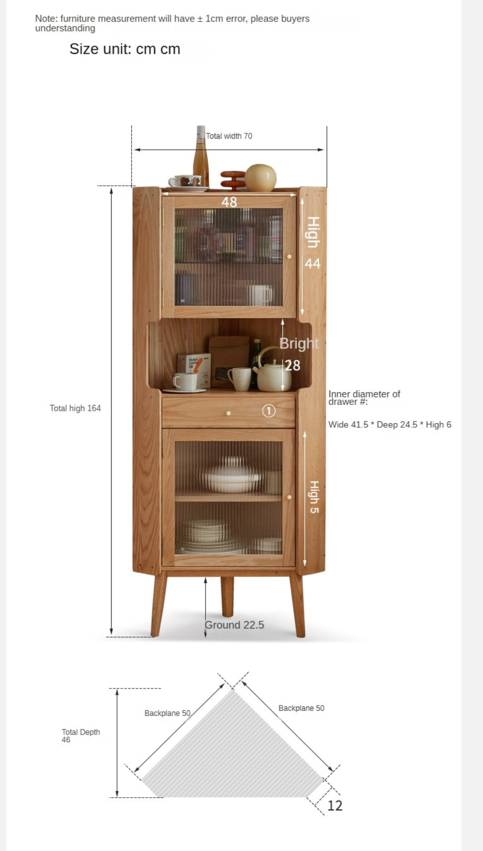 Oak Solid Wood Corner Sideboard