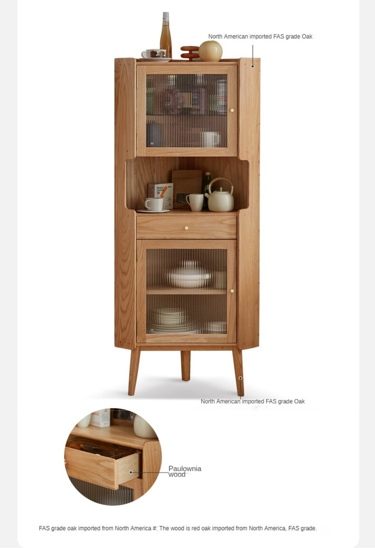 Oak Solid Wood Corner Sideboard