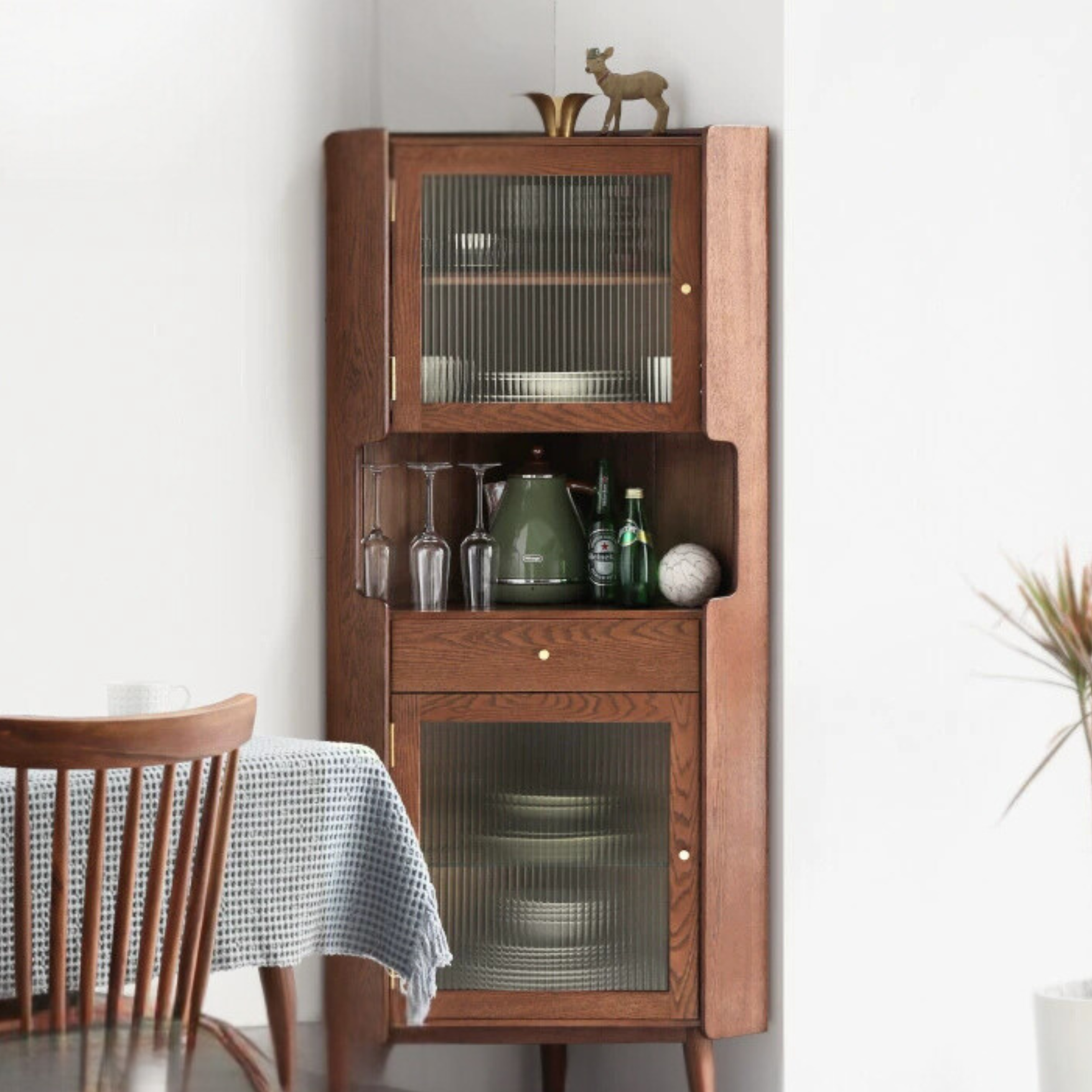 Oak Solid Wood Corner Side Cabinet