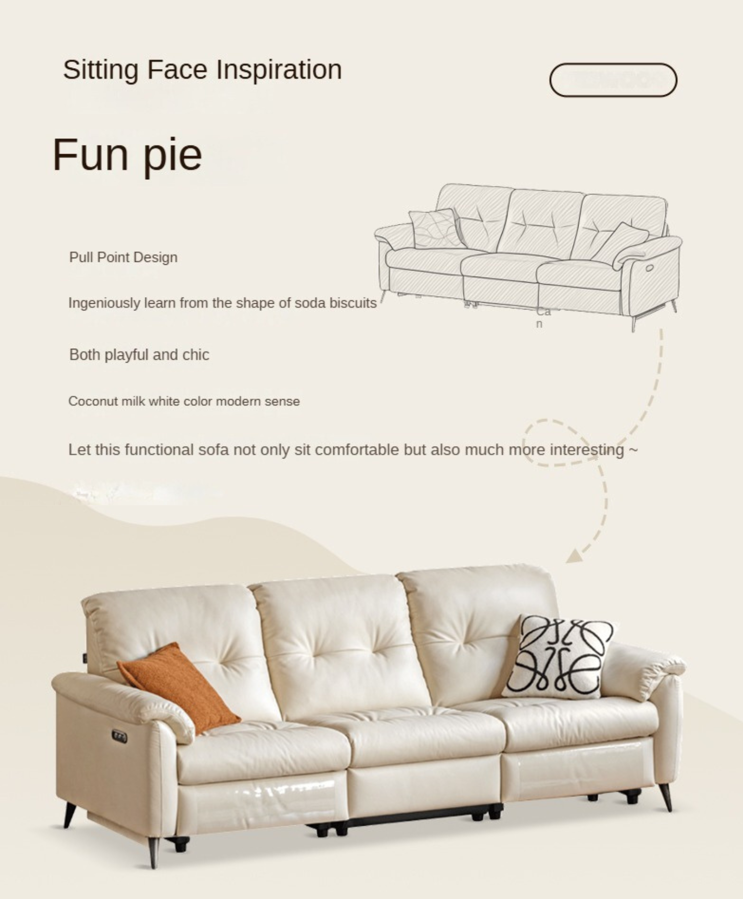 Leather Functional Sofa Cream Style Electric Sofa