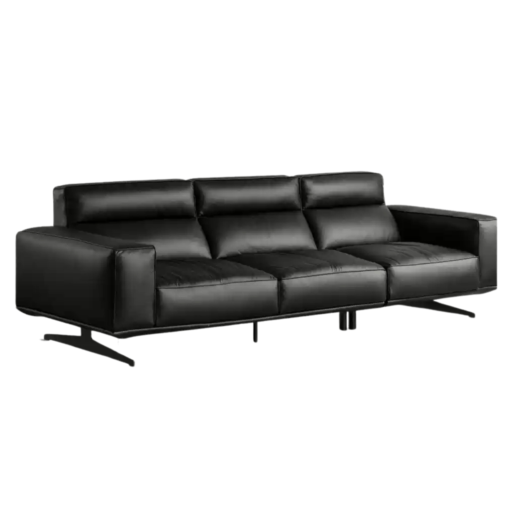 Leather high-legged sofa Italian minimalist big black bull