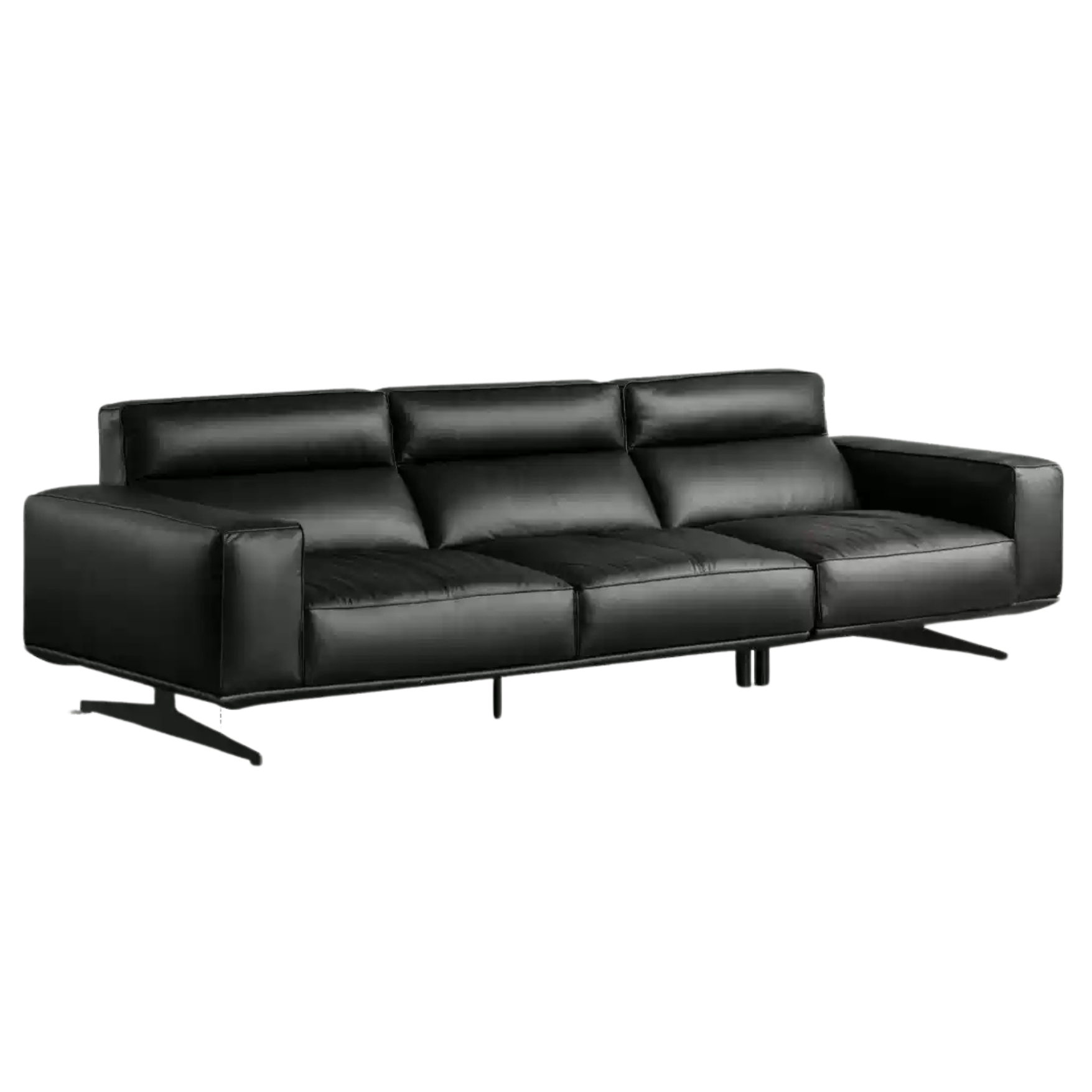 Leather high-legged sofa Italian minimalist big black bull