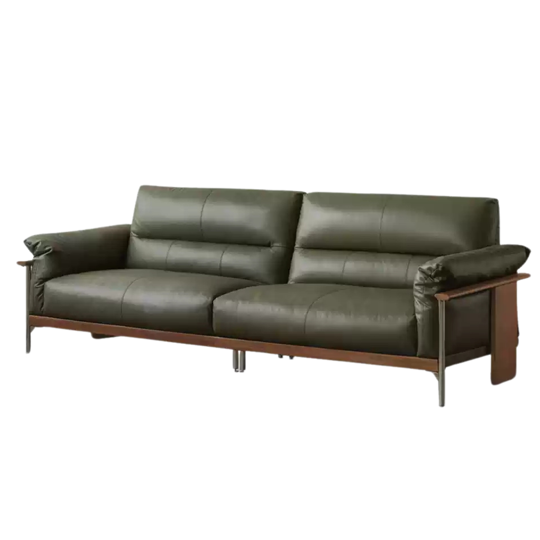 Black Walnut Solid Wood Leather Sofa Italian