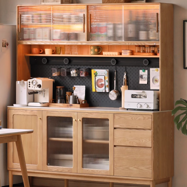 Ash Solid Wood Rock Board Dining Sideboard