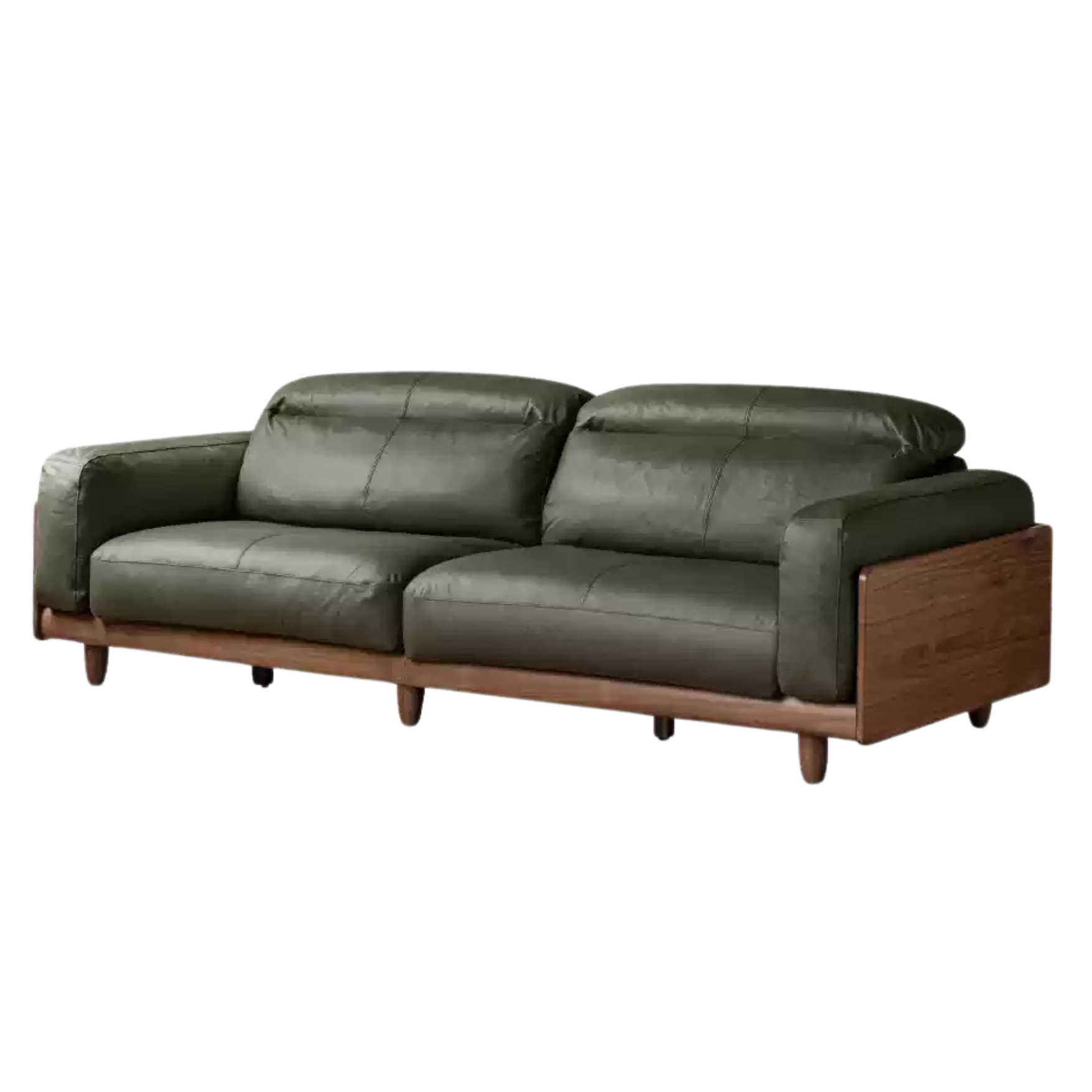 Black Walnut Solid Wood Leather Sofa Italian Light Luxury