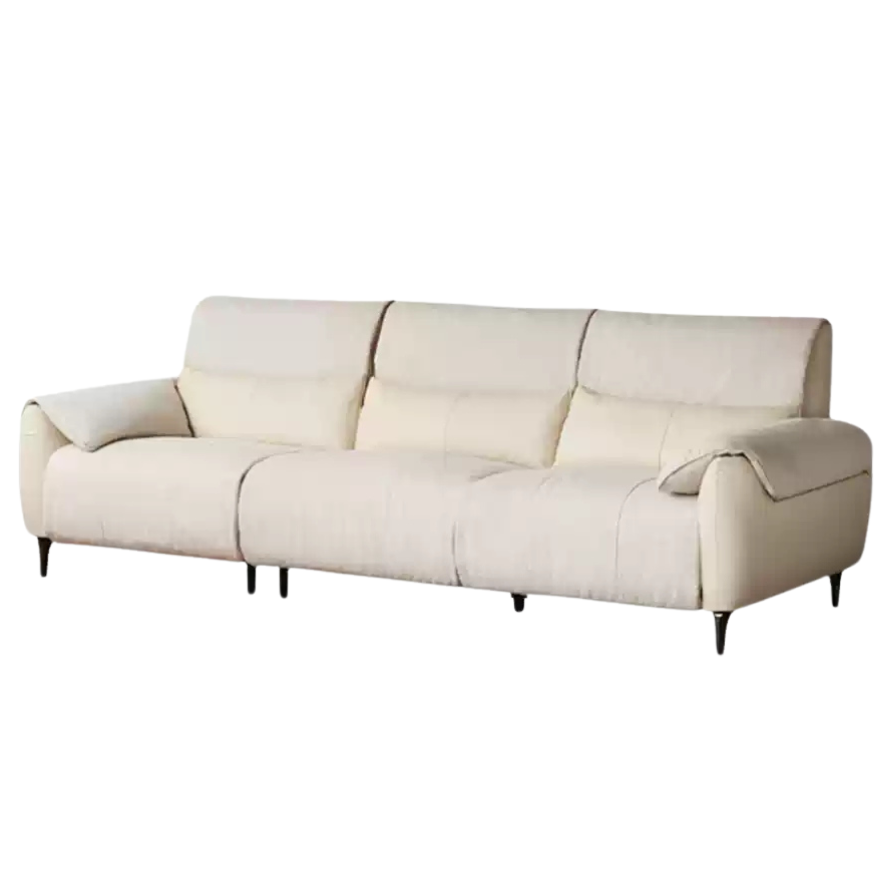 Leather Straight Sofa White Cream Style