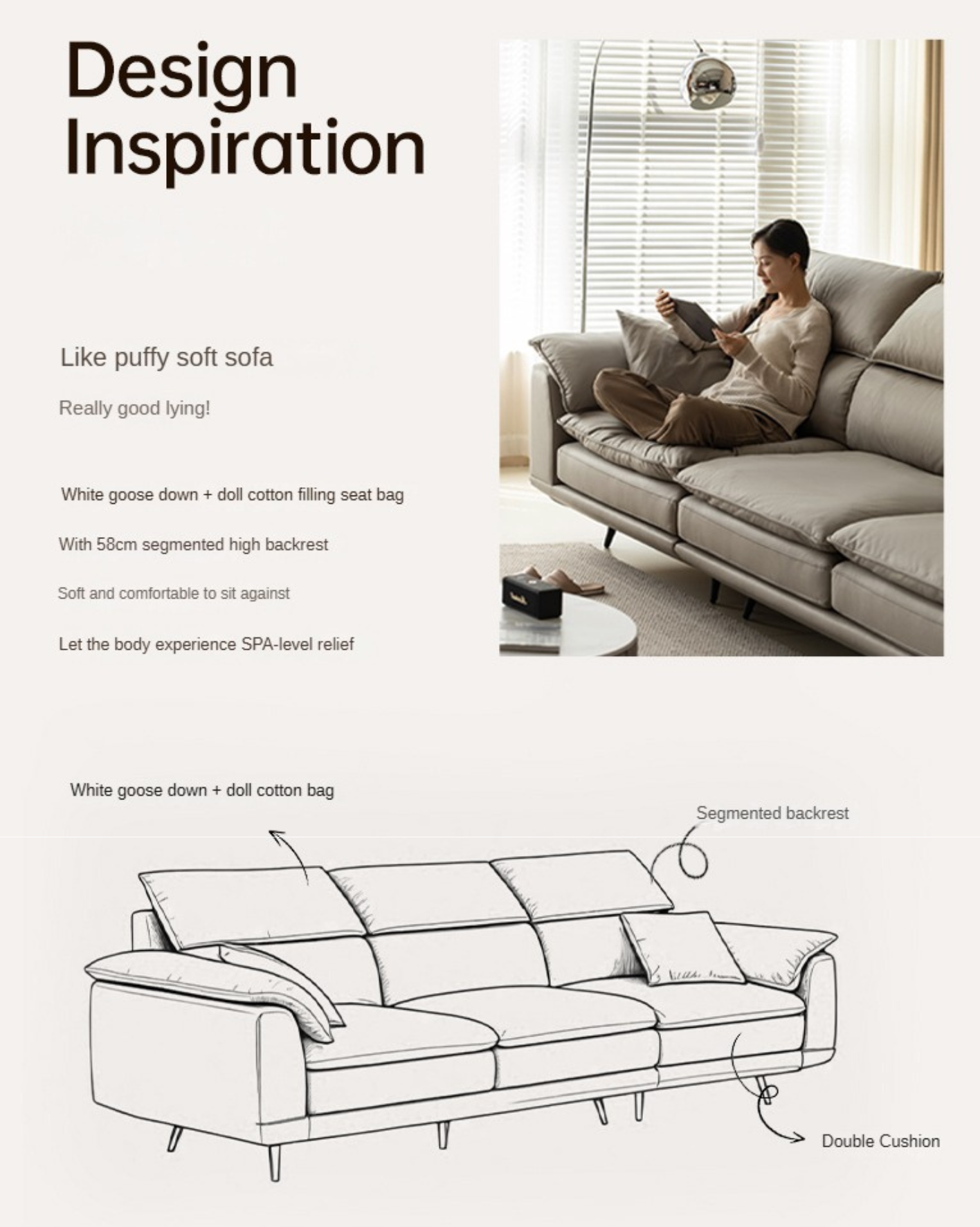 Technology Fabric Straight Sofa Modern Simple