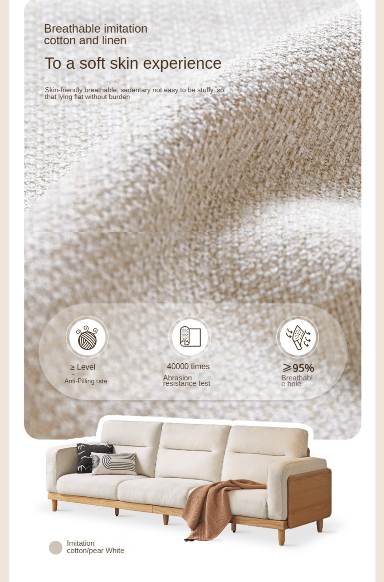 Oak, Ash Solid Wood genuine leather, fabrics High Back Sofa