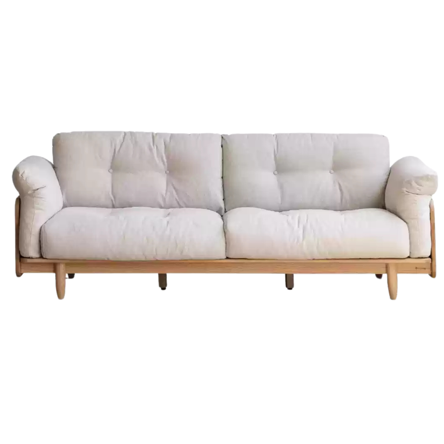 Oak Solid Wood Genuine Leather Fabric Sofa