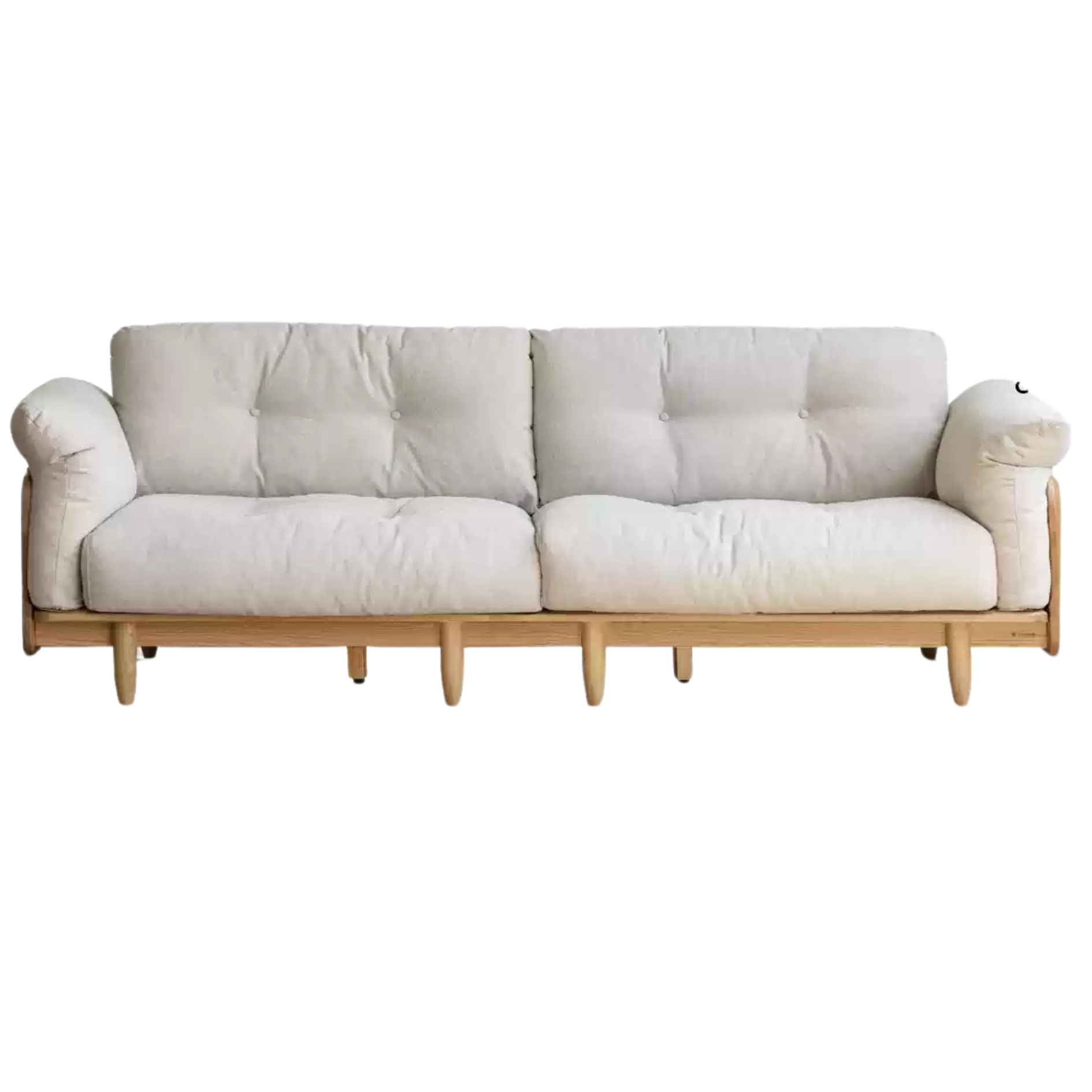 Oak Solid Wood Genuine Leather Fabric Sofa