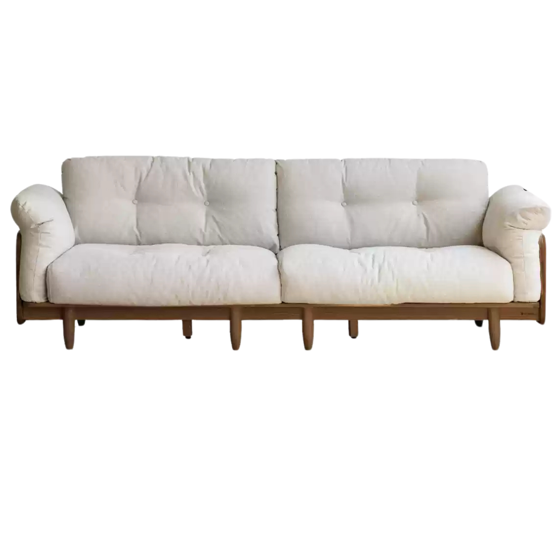 Oak Solid Wood Genuine Leather Fabric Sofa