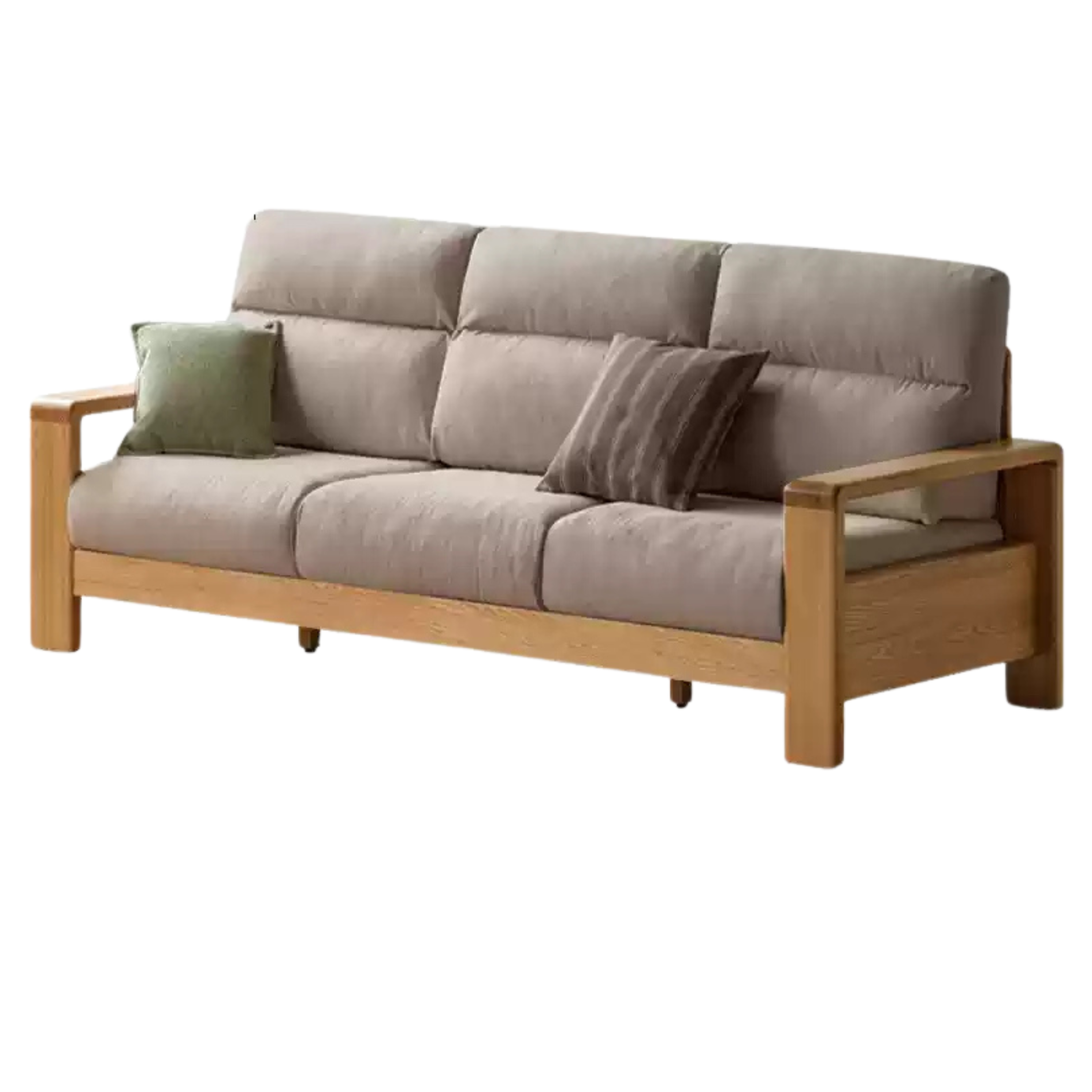 Oak Solid Wood Fabric Sofa Modern