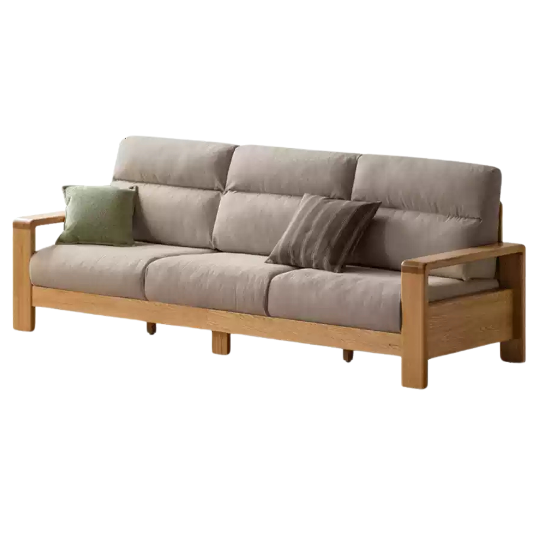 Oak Solid Wood Fabric Sofa Modern