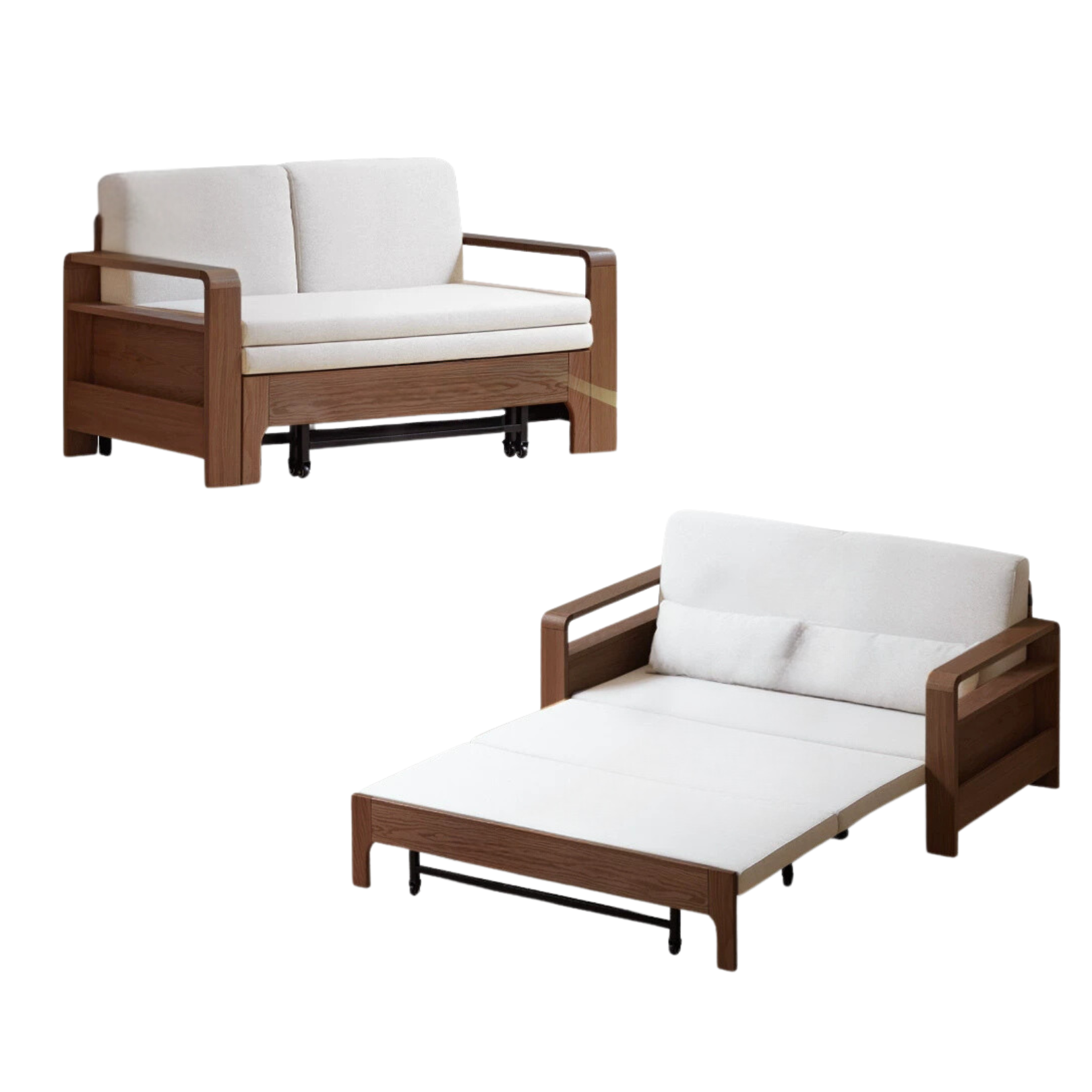 Oak Solid Wood Folding Sofa Bed