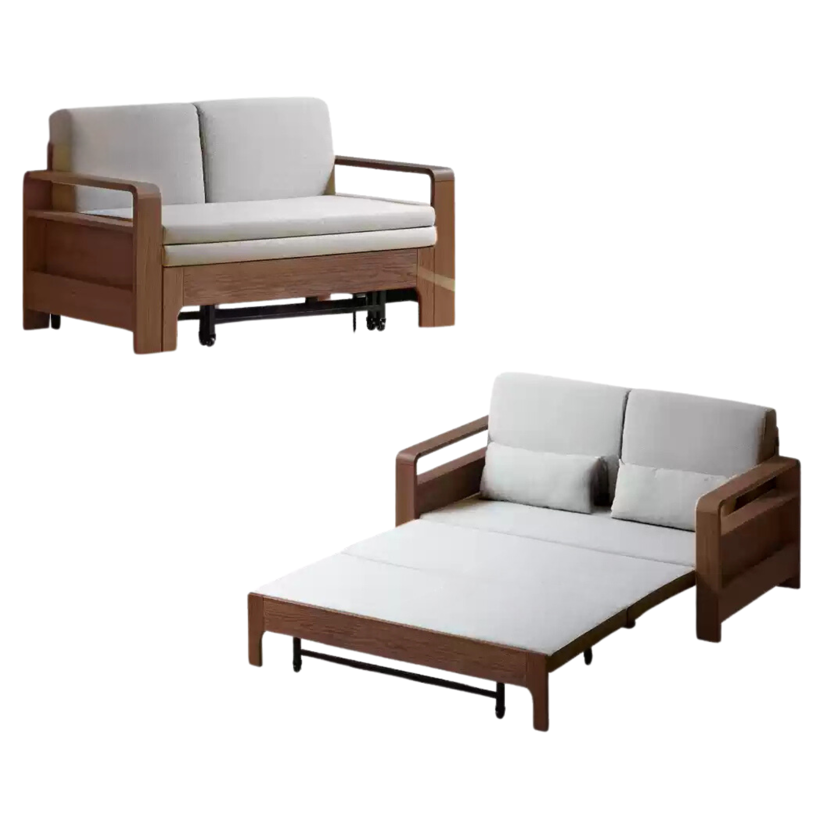 Oak Solid Wood Folding Sofa Bed