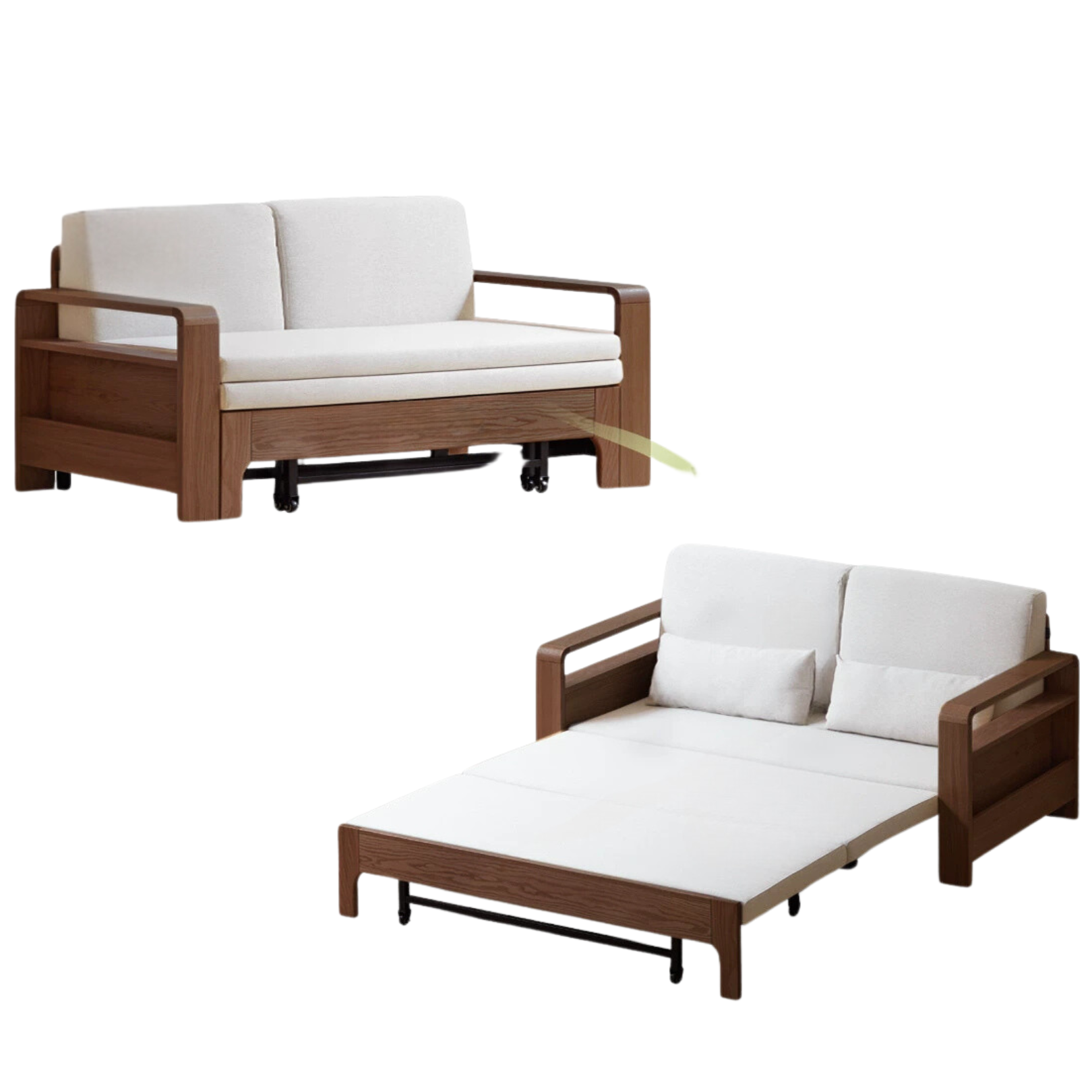 Oak Solid Wood Folding Sofa Bed