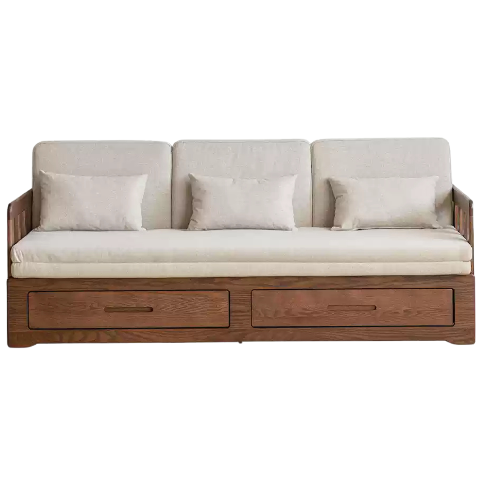 Oak Solid Wood Folding Storage Sofa Bed