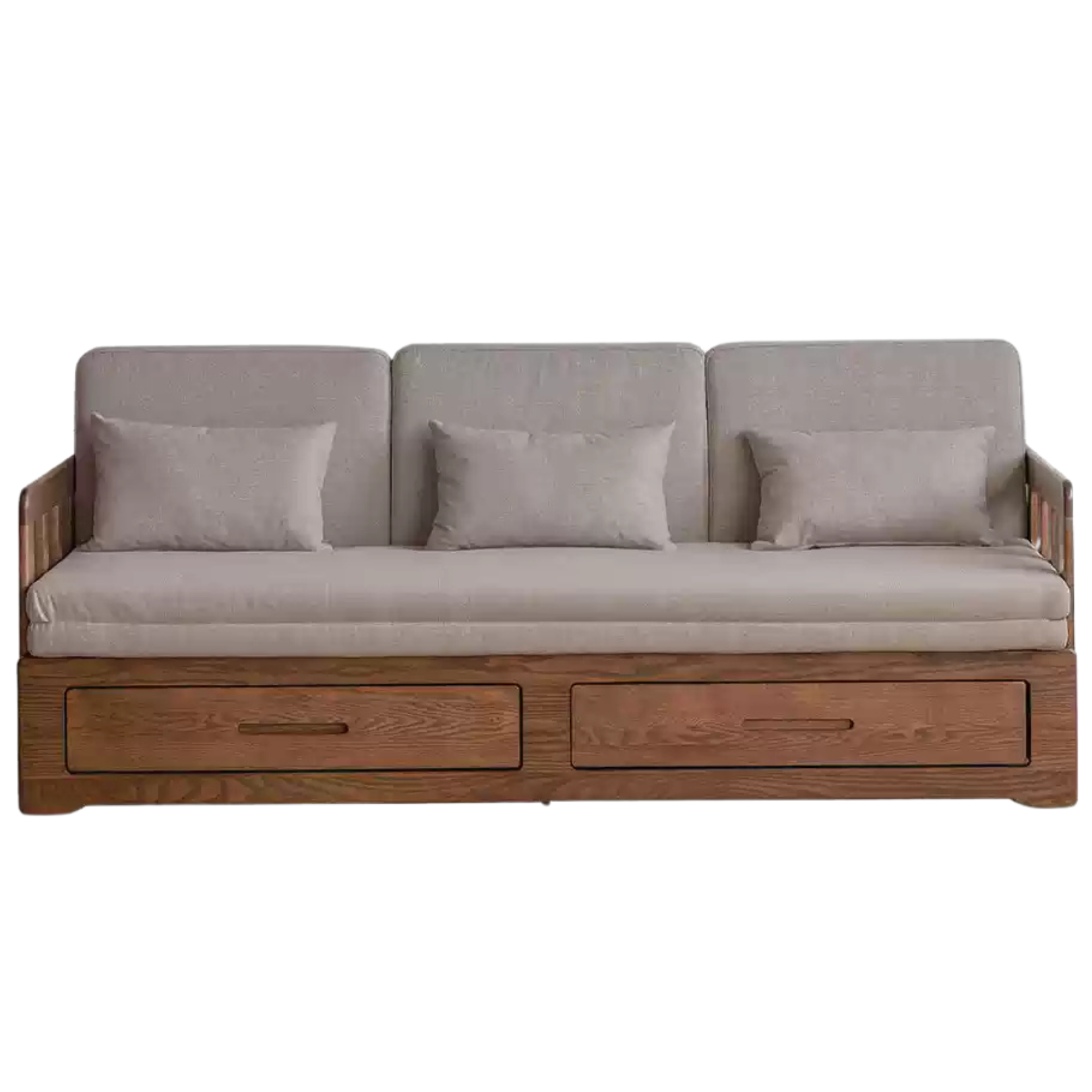 Oak Solid Wood Folding Storage Sofa Bed