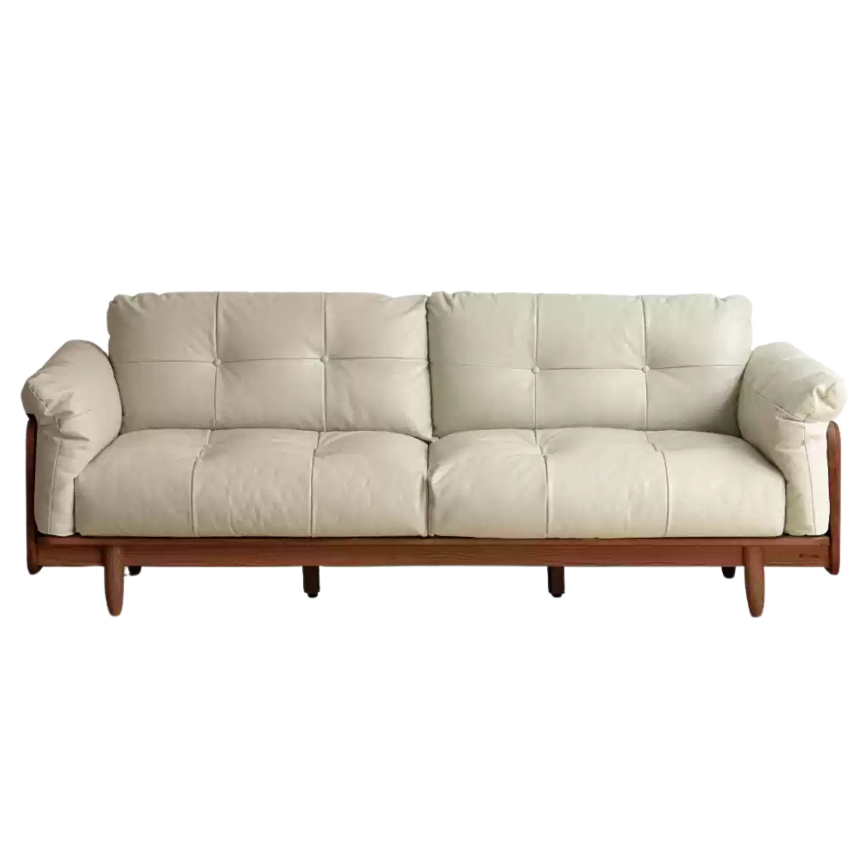 Black Walnut Solid Wood Genuine Leather Sofa