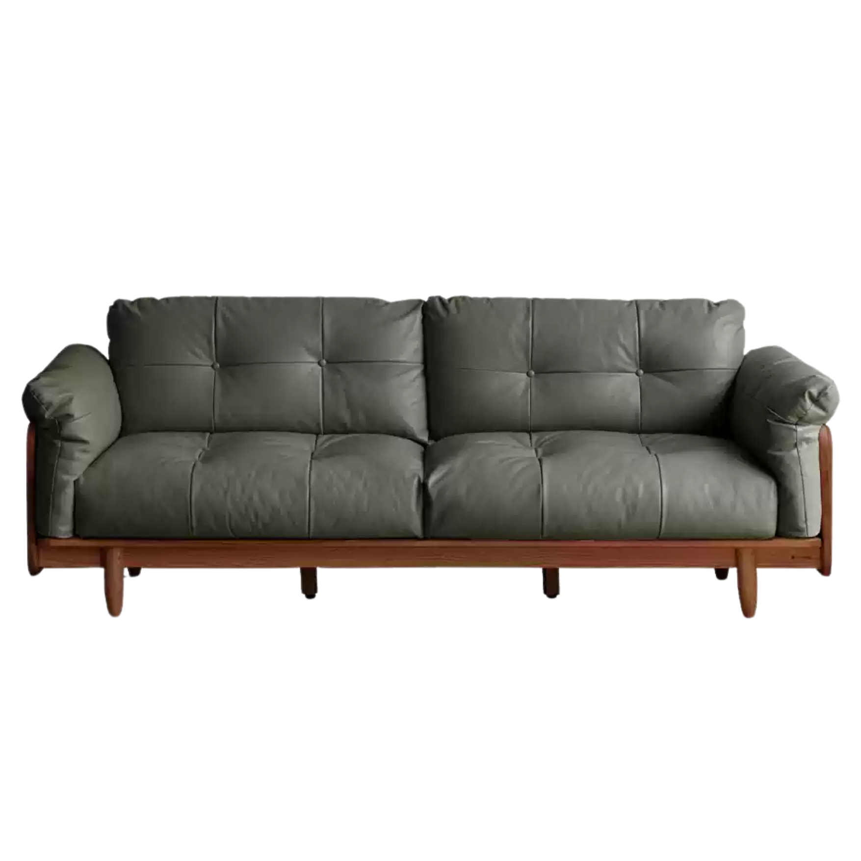 Black Walnut Solid Wood Genuine Leather Sofa