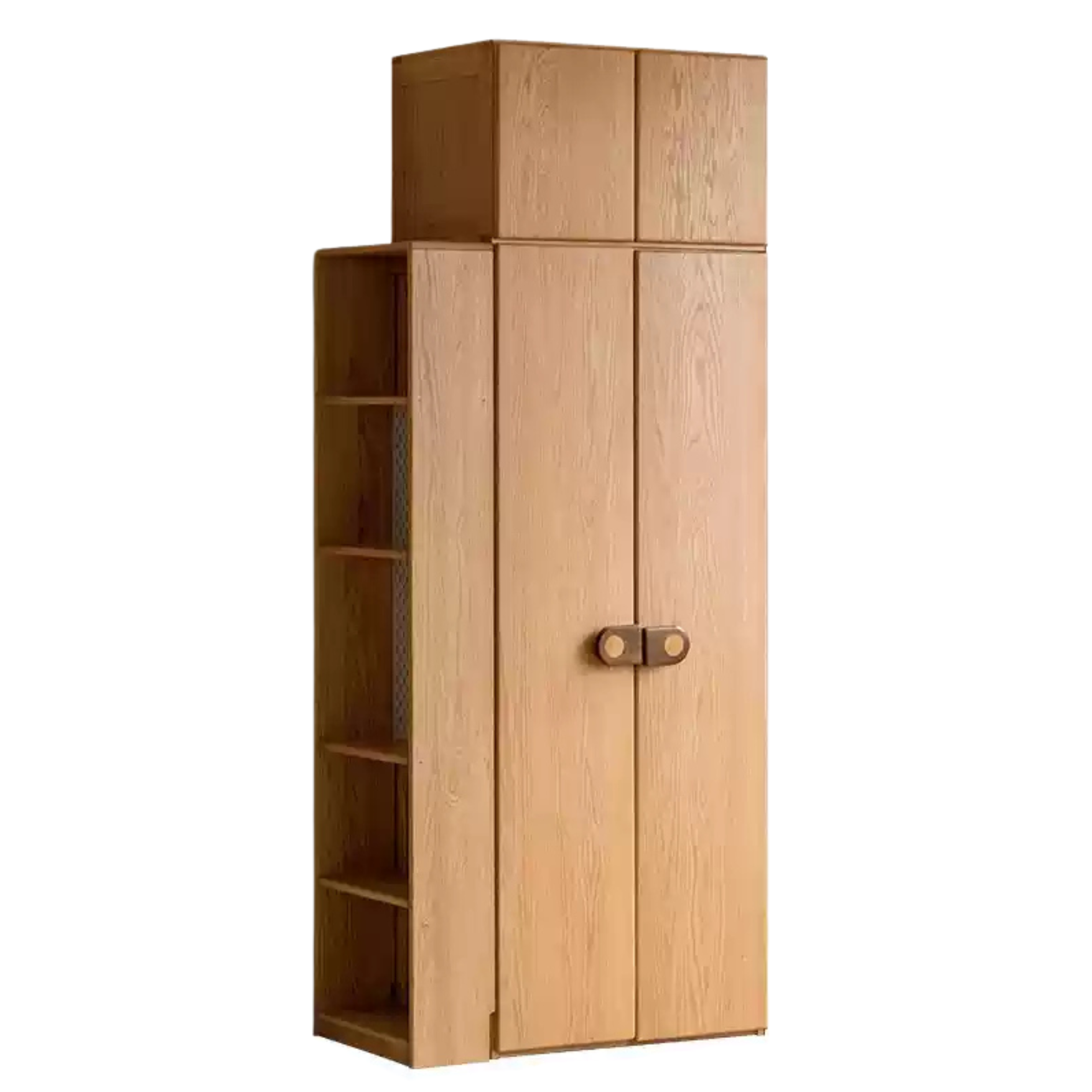 Oak Solid Wood Children's Wardrobe with Desk